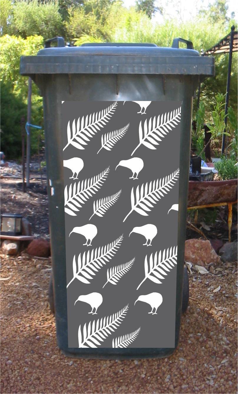 Kiwi fern wheelie bin sticker