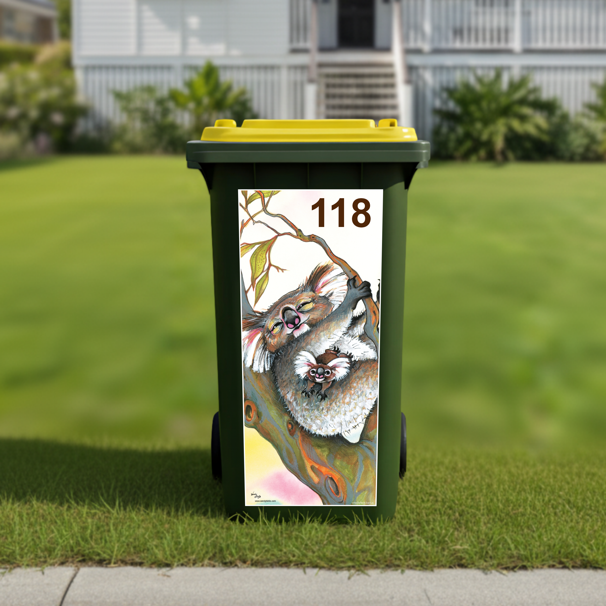 Koala wheelie bin sticker