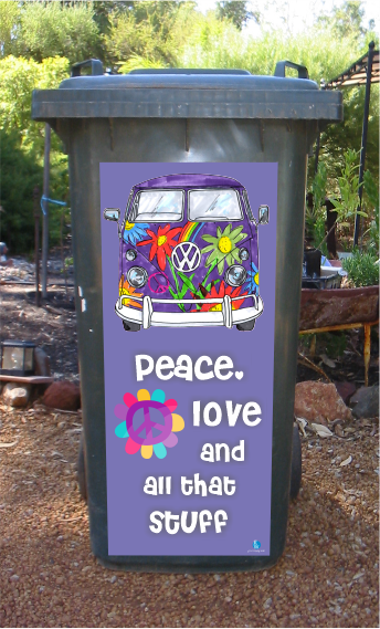 Peace love kombi wheelie bin sticker