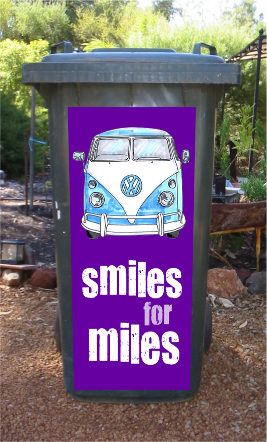 Smiles for miles kombi wheelie bin sticker