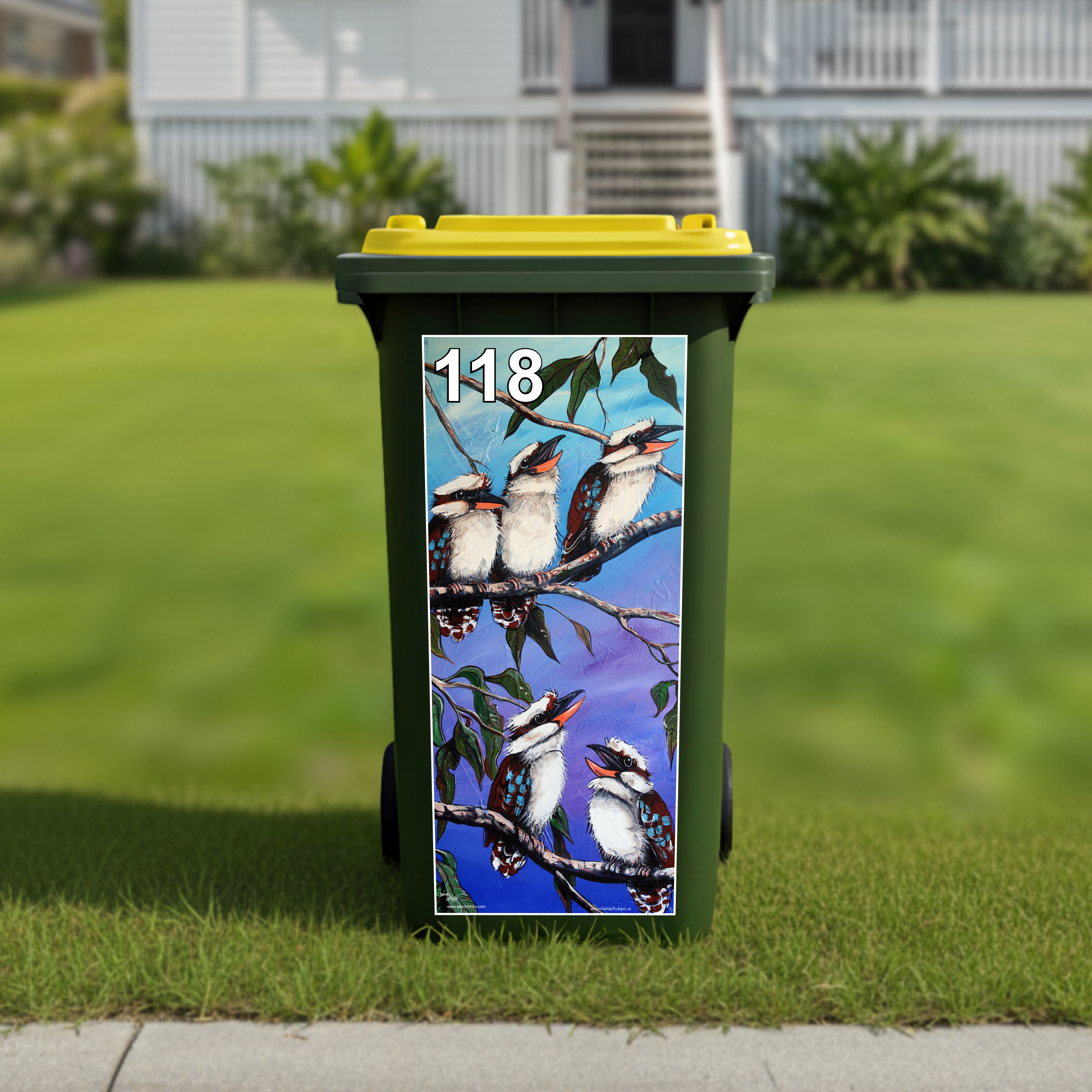 Kookaburra wheelie bin sticker