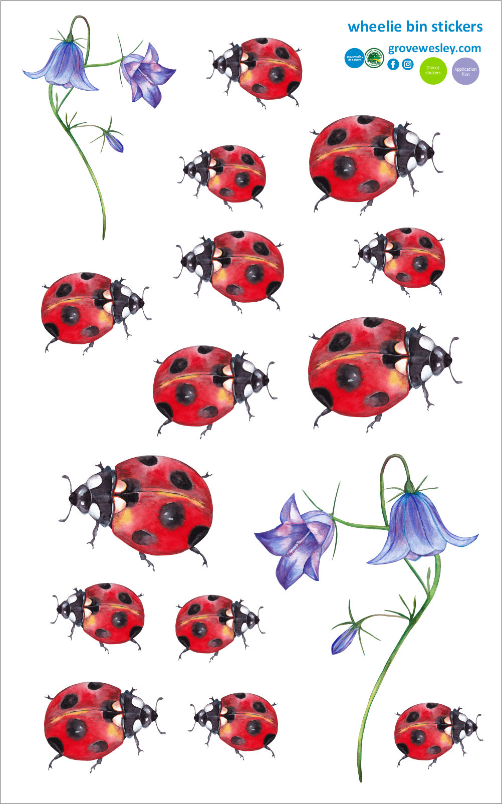 Ladybird stickers for wheelie bins