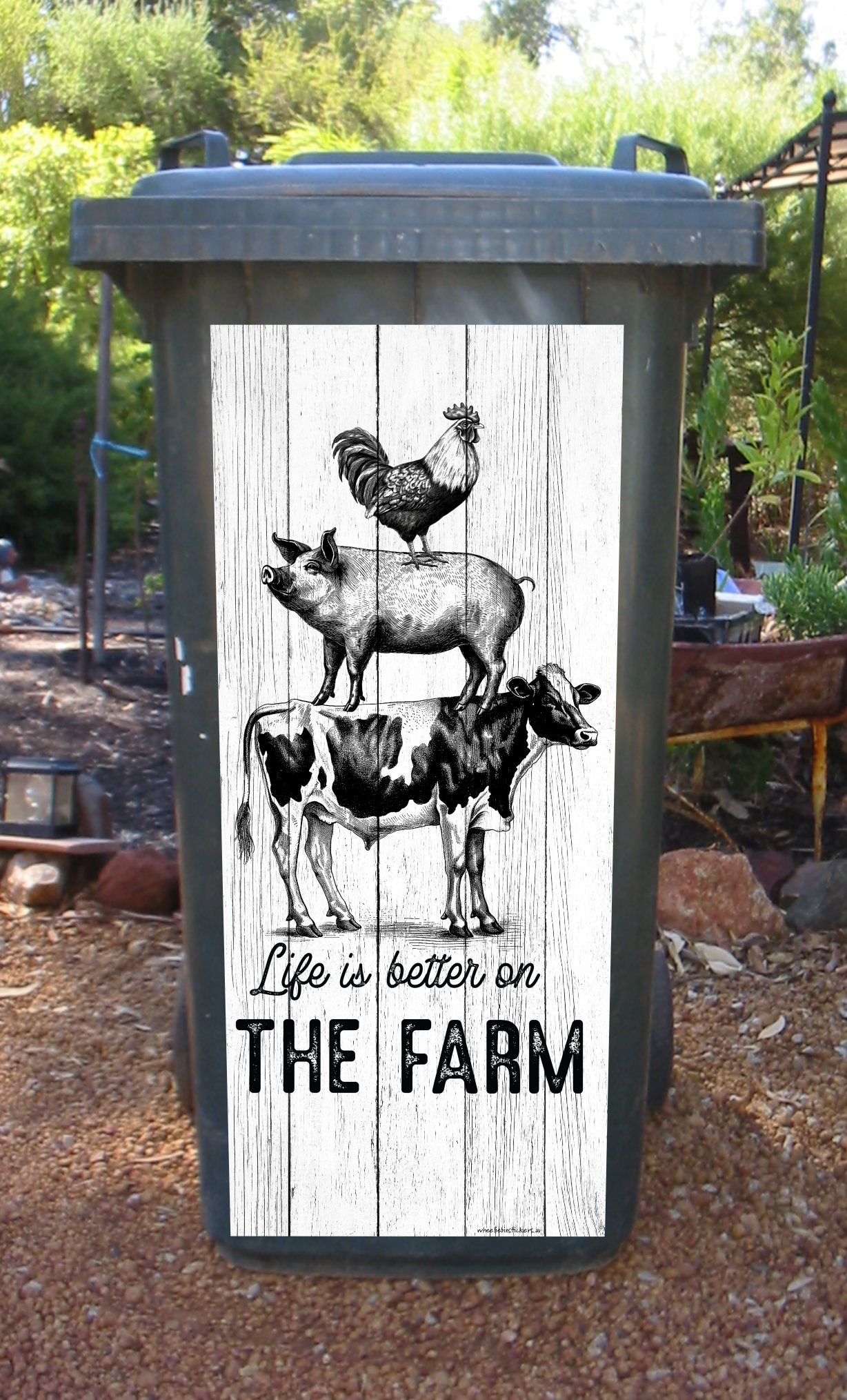 Life is better on the farm wheelie bin sticker