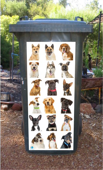 Dogs dogs dogs wheelie bin sticker