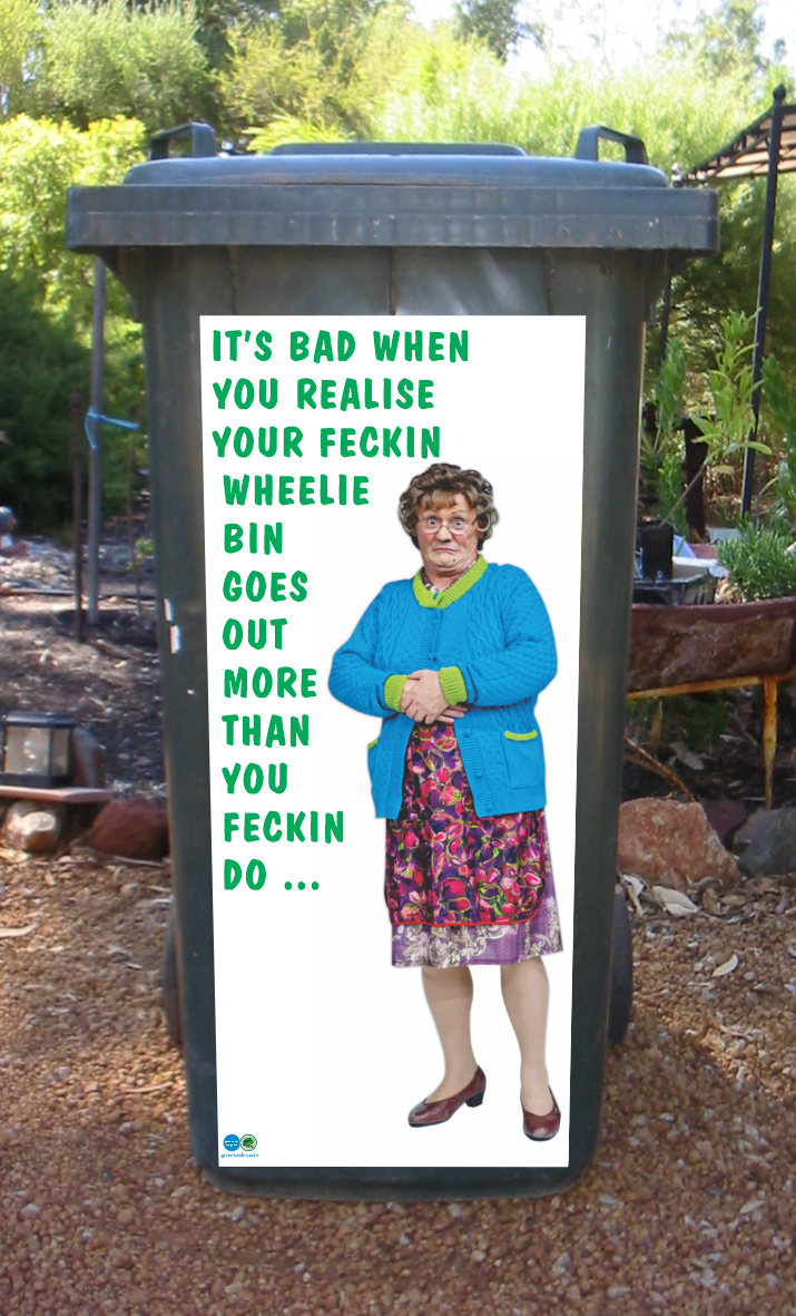Mrs Brown wheelie bin sticker
