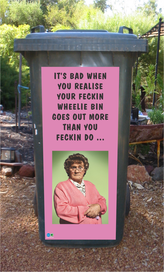 Mrs Brown pink wheelie bin sticker