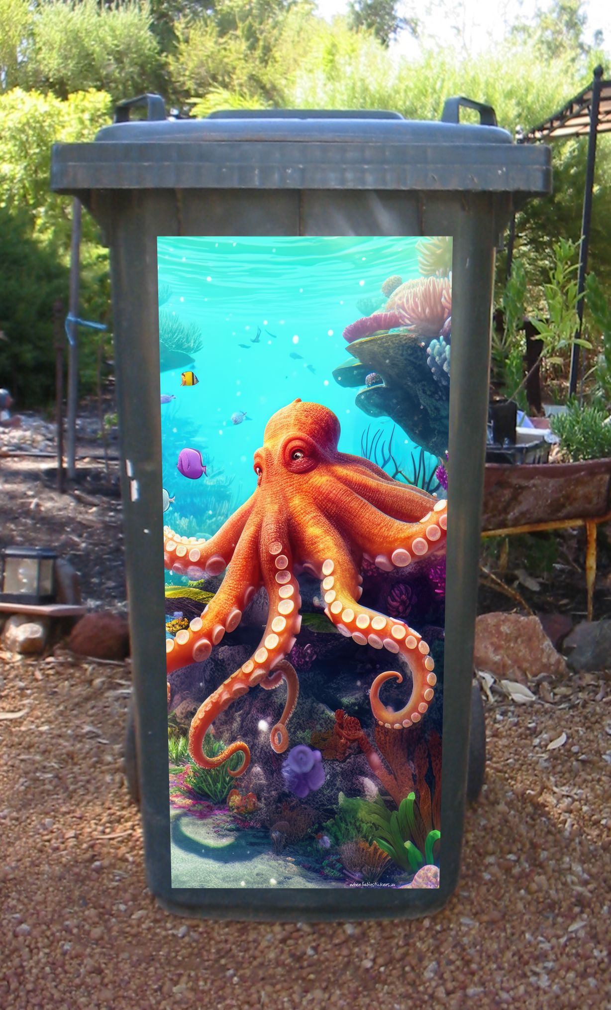 Octopus wheelie bin sticker