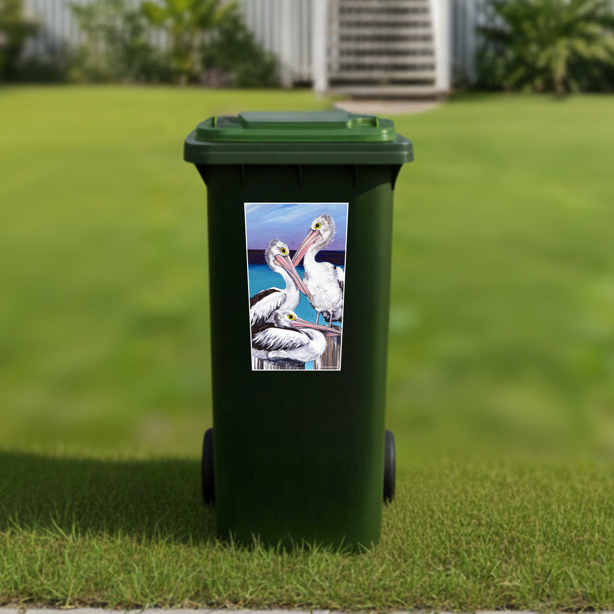 Pelicans wheelie bin sticker
