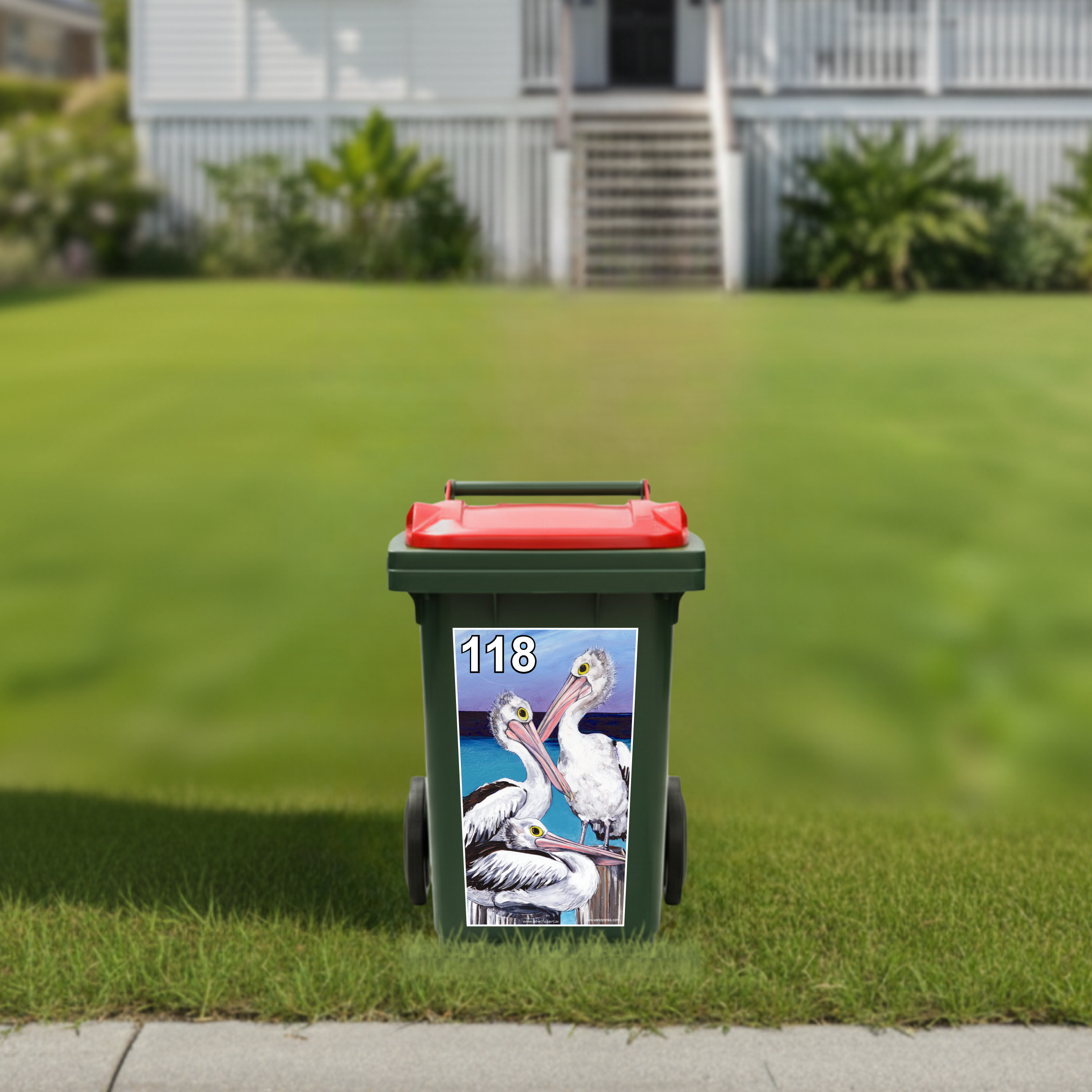Pelicans wheelie bin sticker