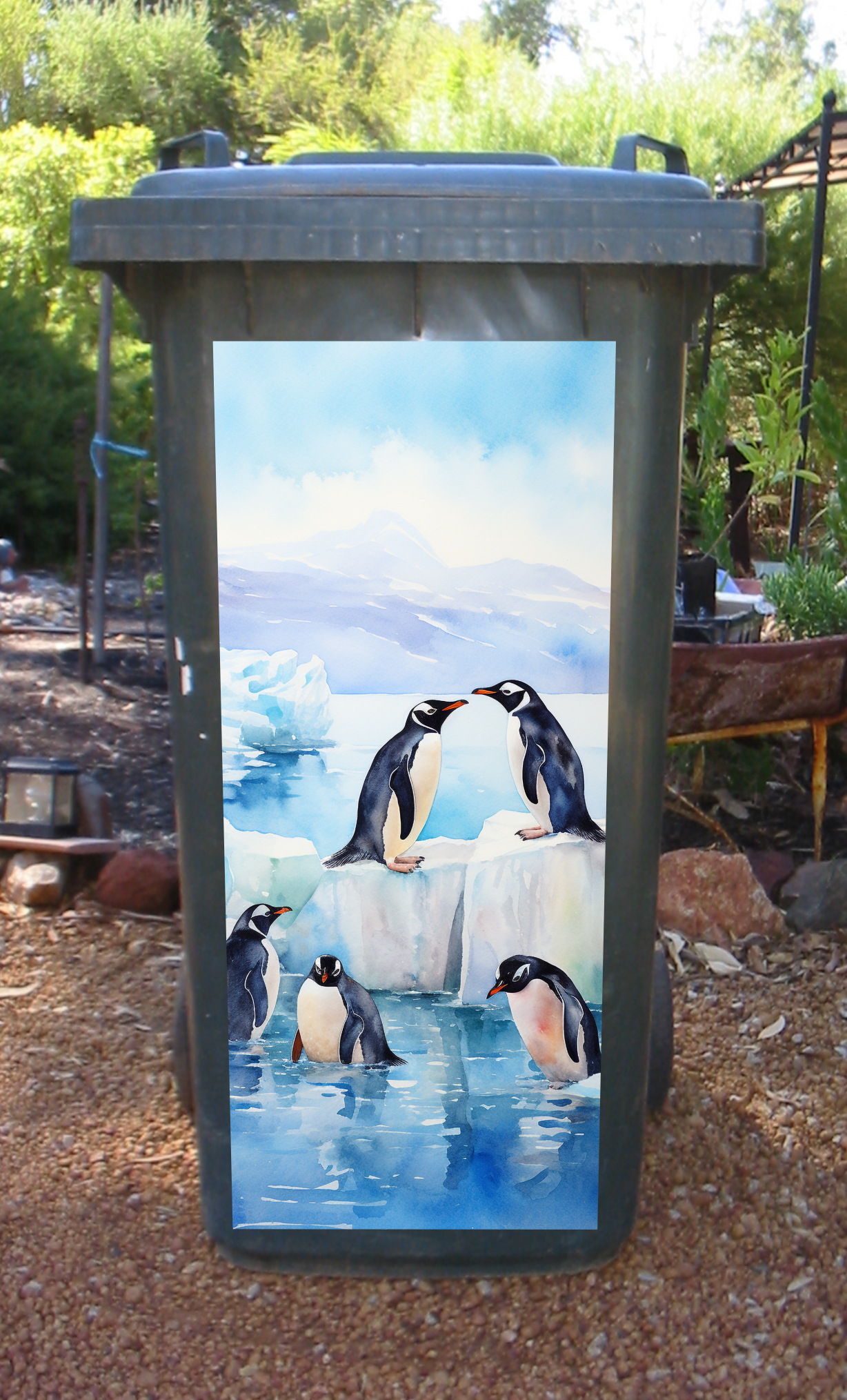 Penguins wheelie bin sticker