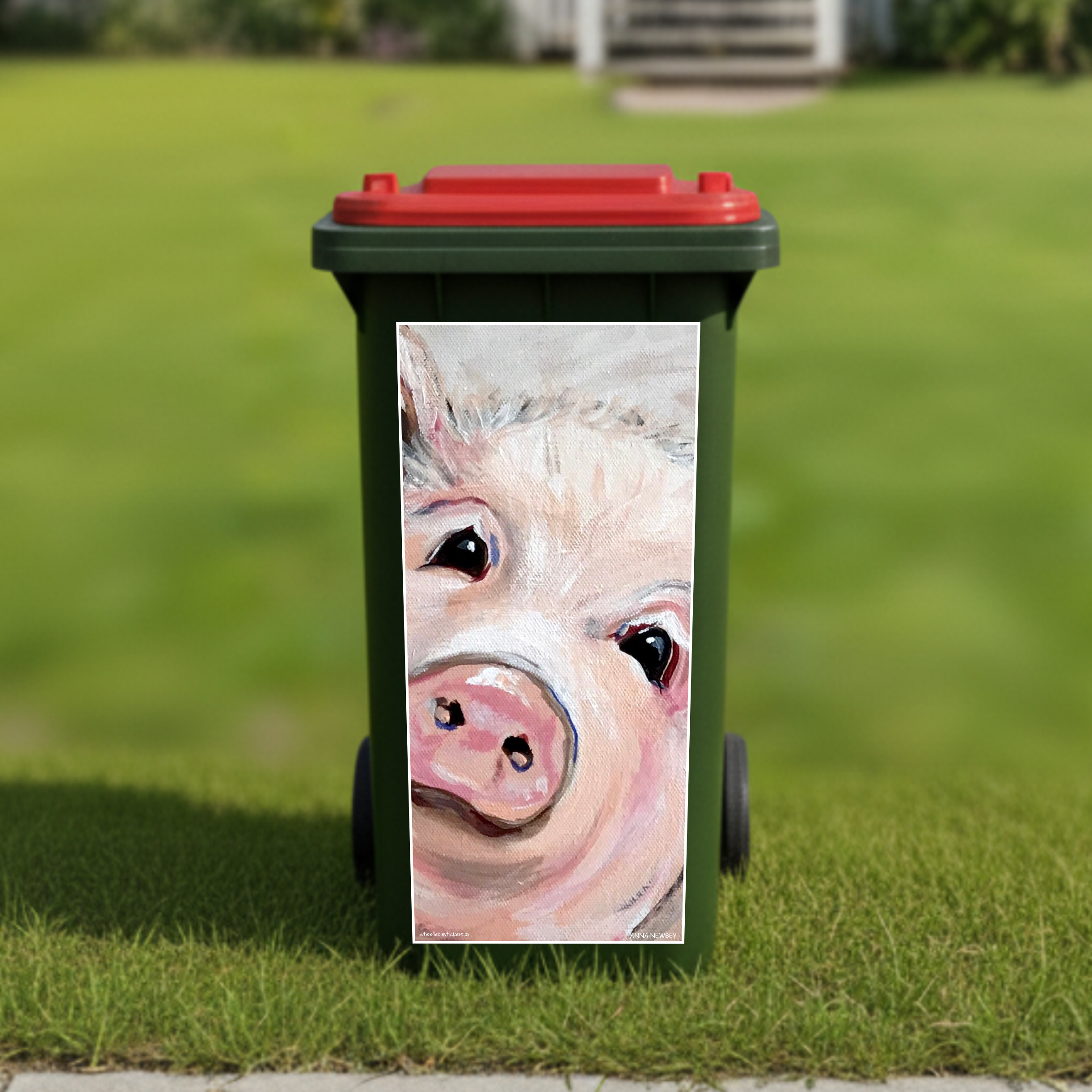 Gorgeous Piggy wheelie bin sticker