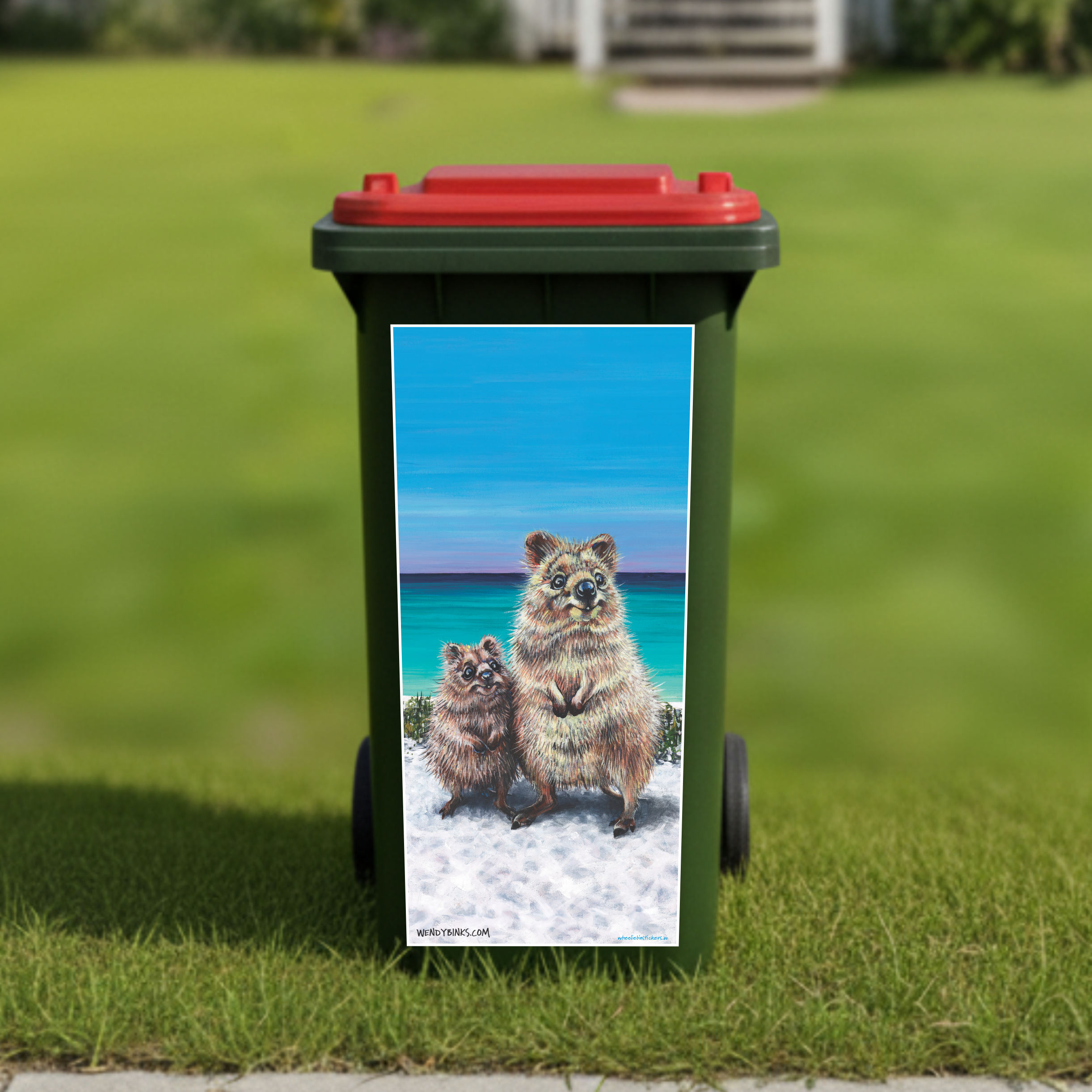 Quokka wheelie bin sticker