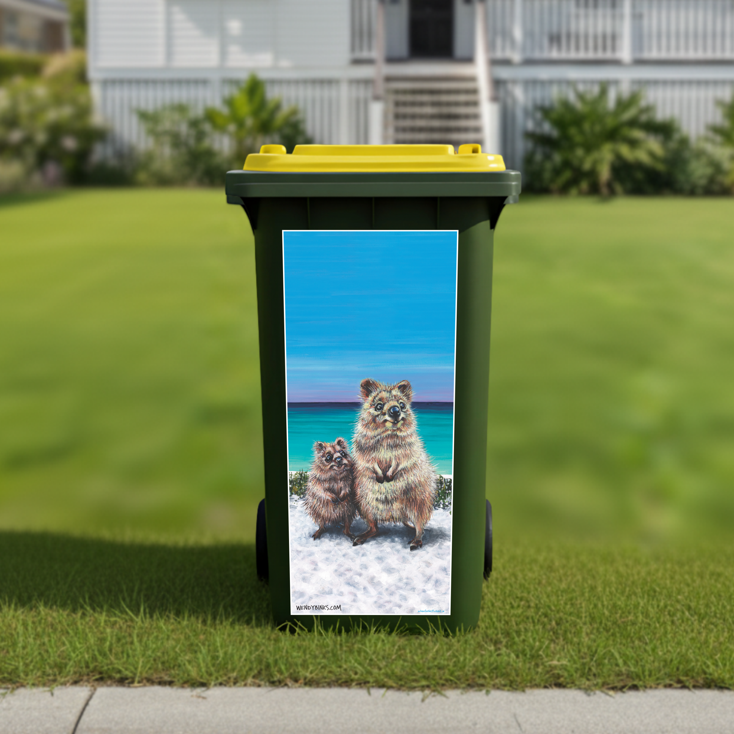 Quokka wheelie bin sticker