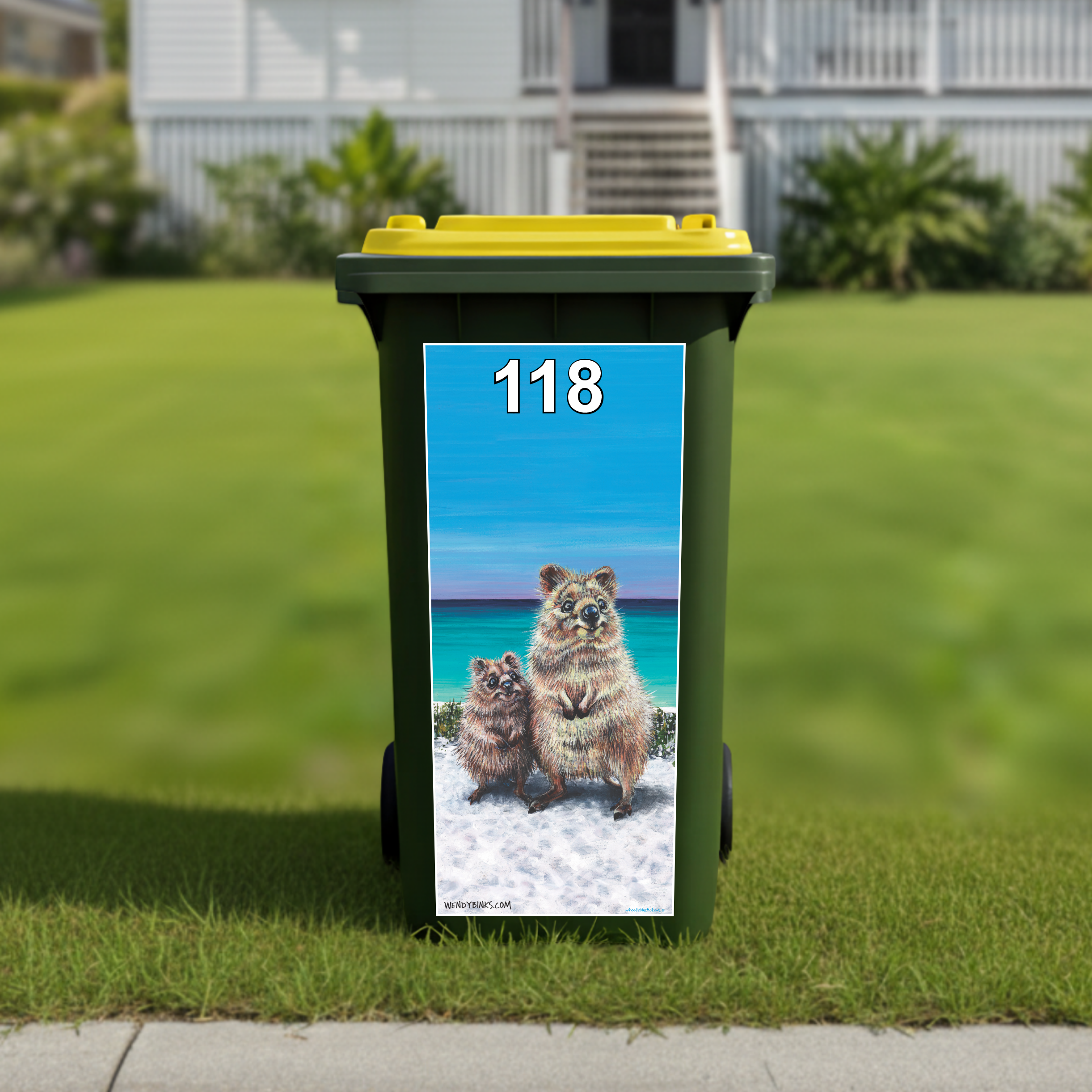 Quokka wheelie bin sticker