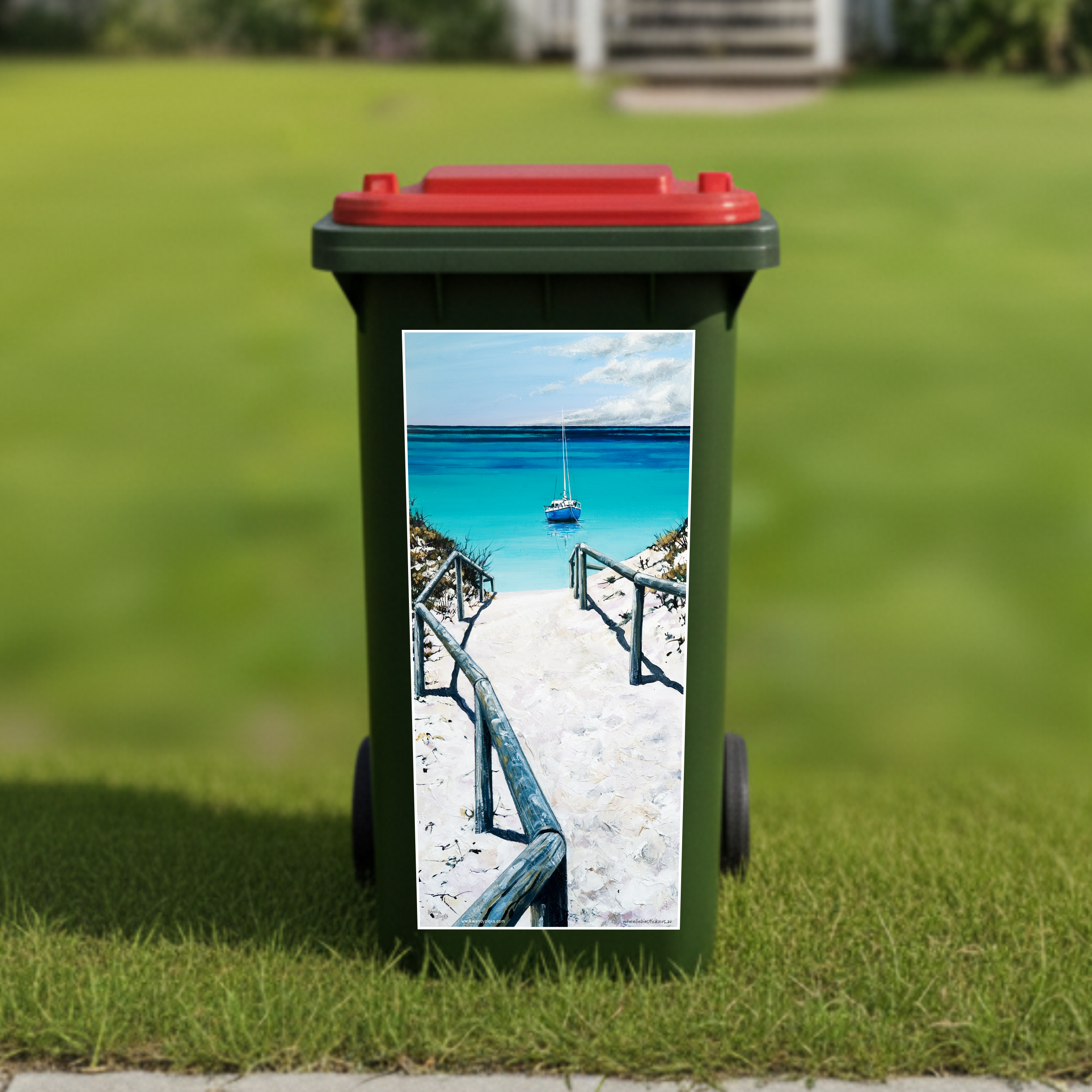 Yacht at Rotto wheelie bin sticker