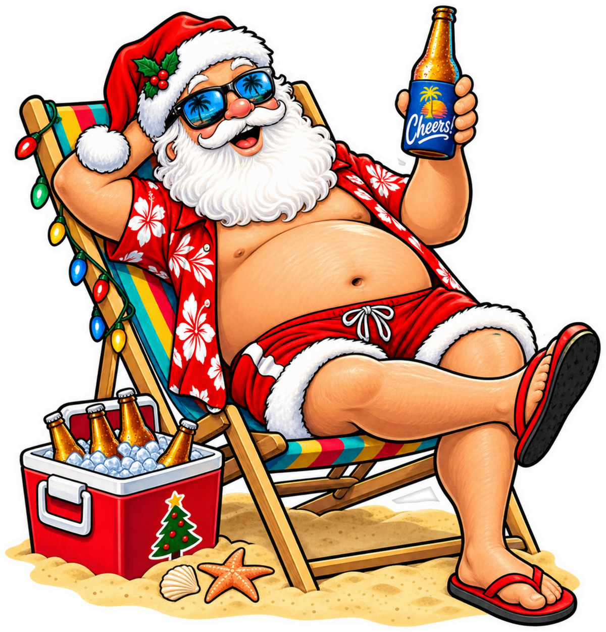 Aussie summer santa sticker