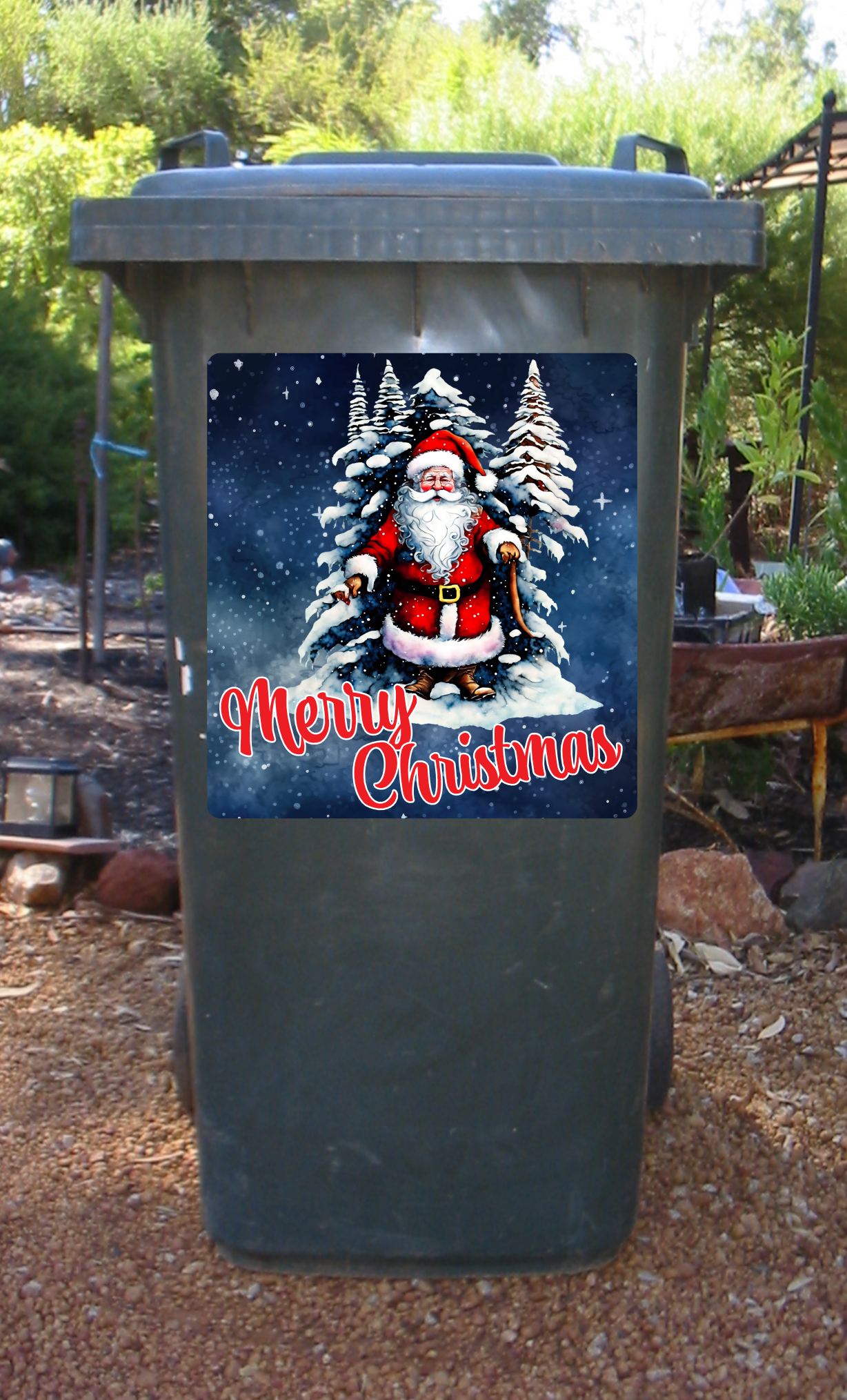 Santa with snowy tree