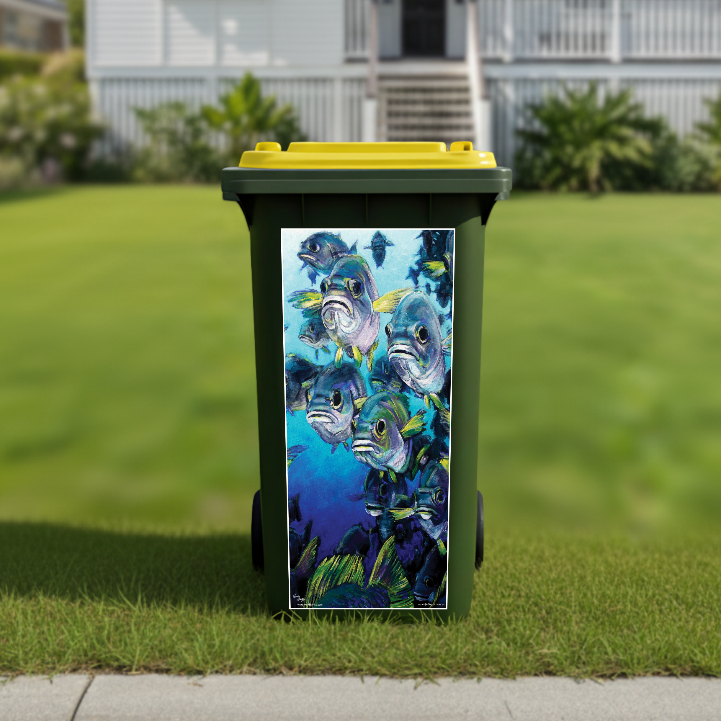 School of fish wheelie bin sticker