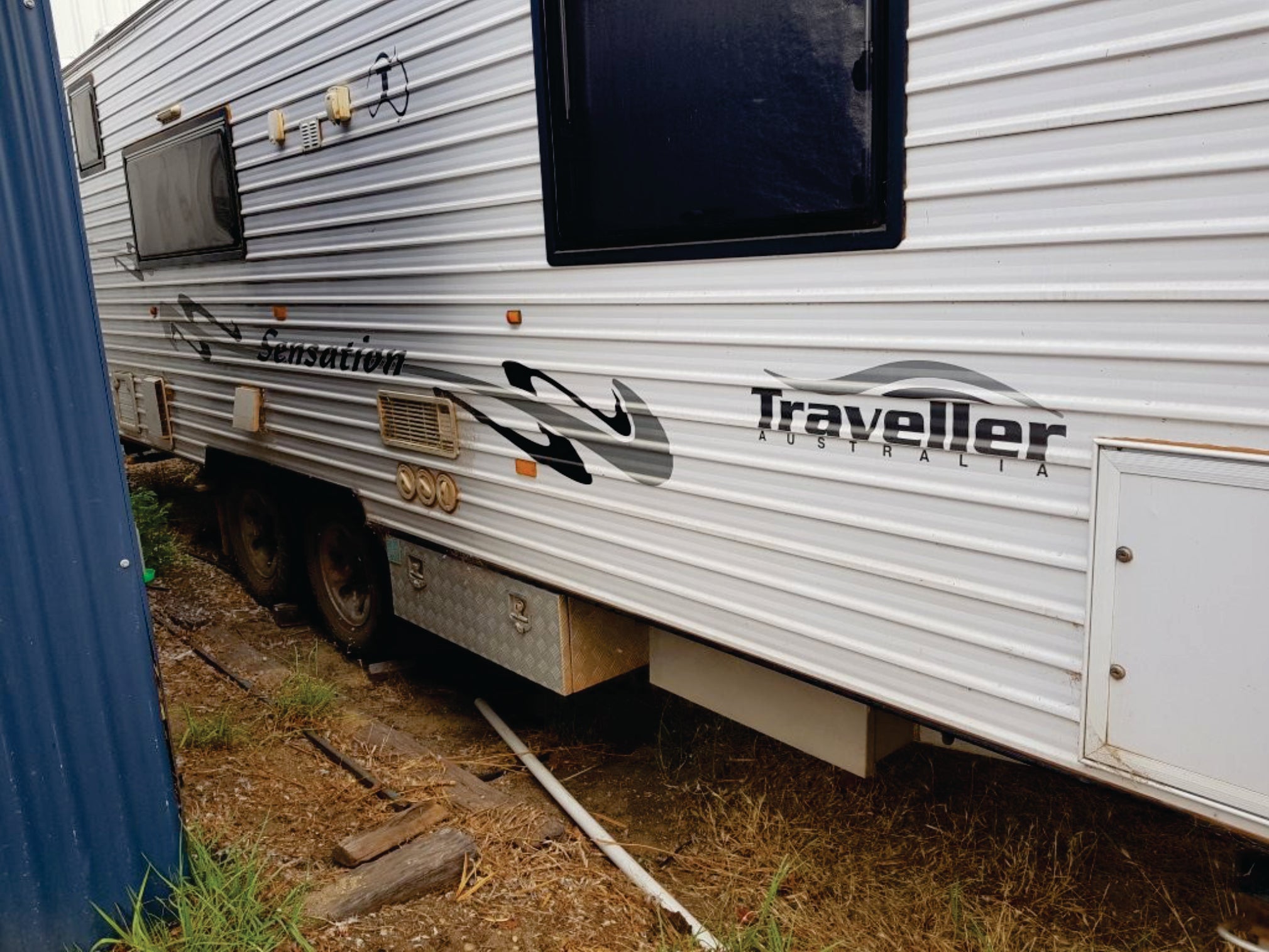 Traveller Sensations caravan side graphics and logo