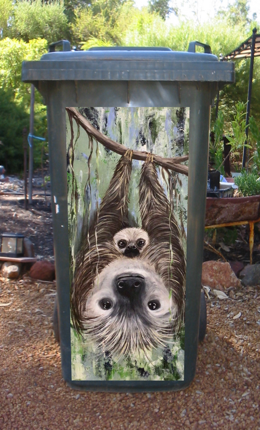 Sloth wheelie bin sticker