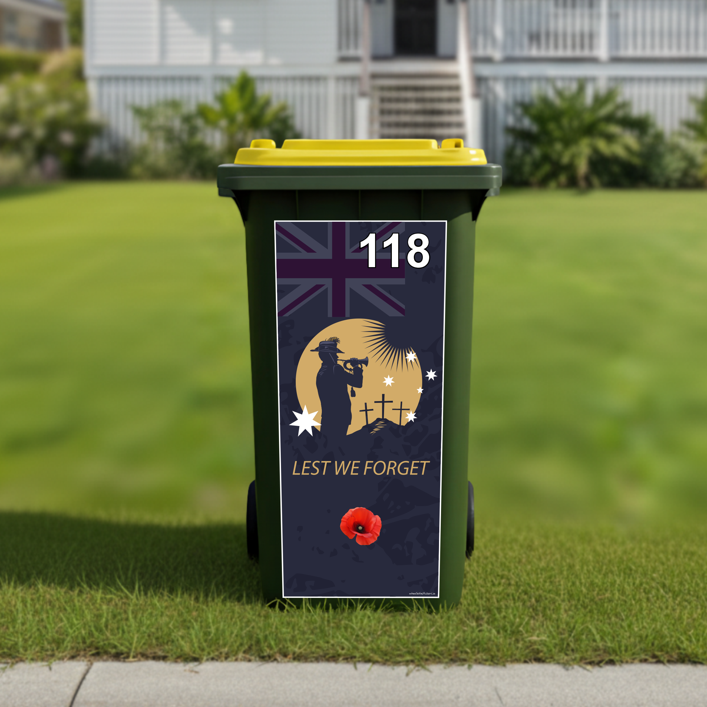 Soldier bugle wheelie bin sticker
