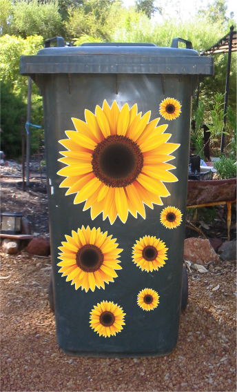 Sunflower stickers for wheelie bins