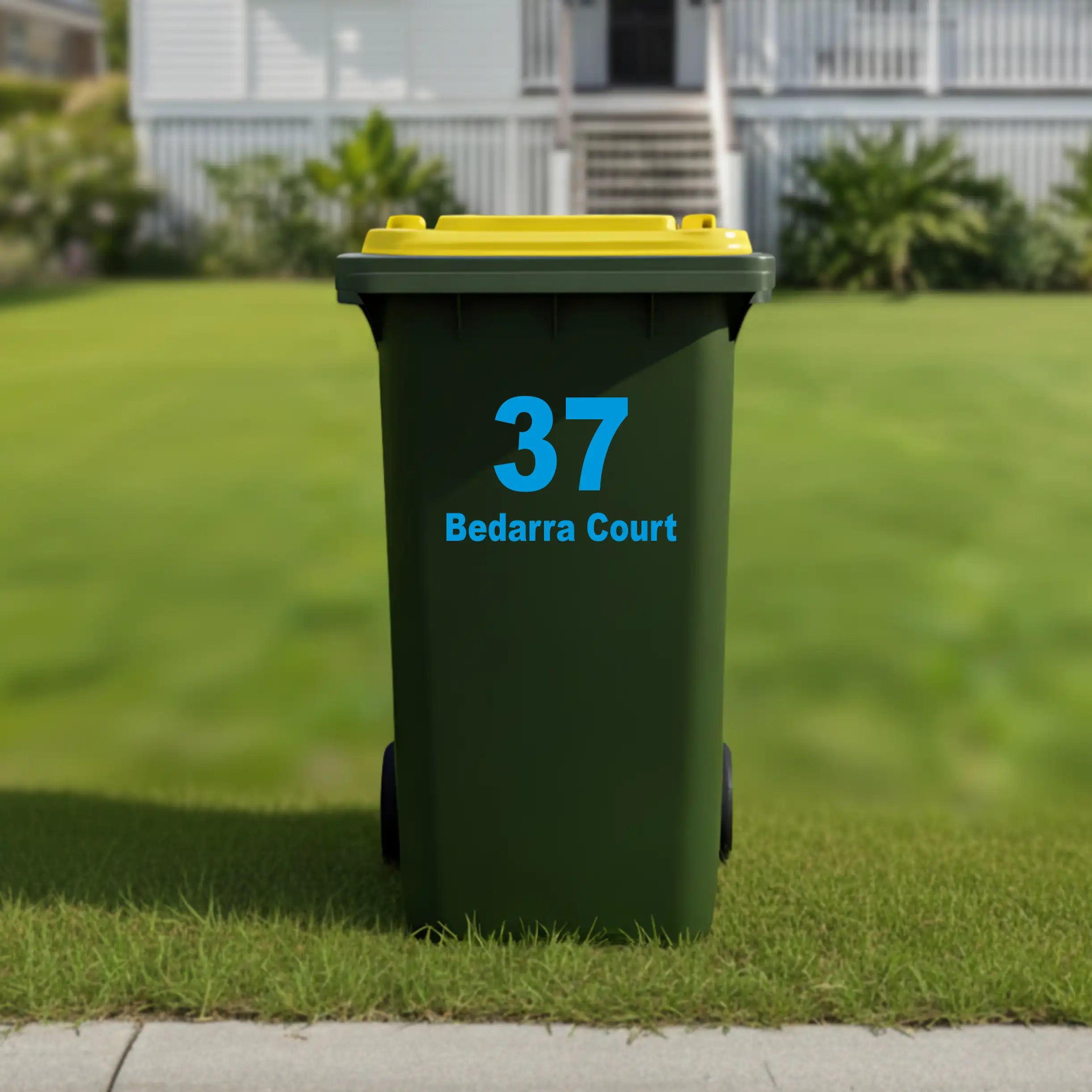 Number and address wheelie bin sticker