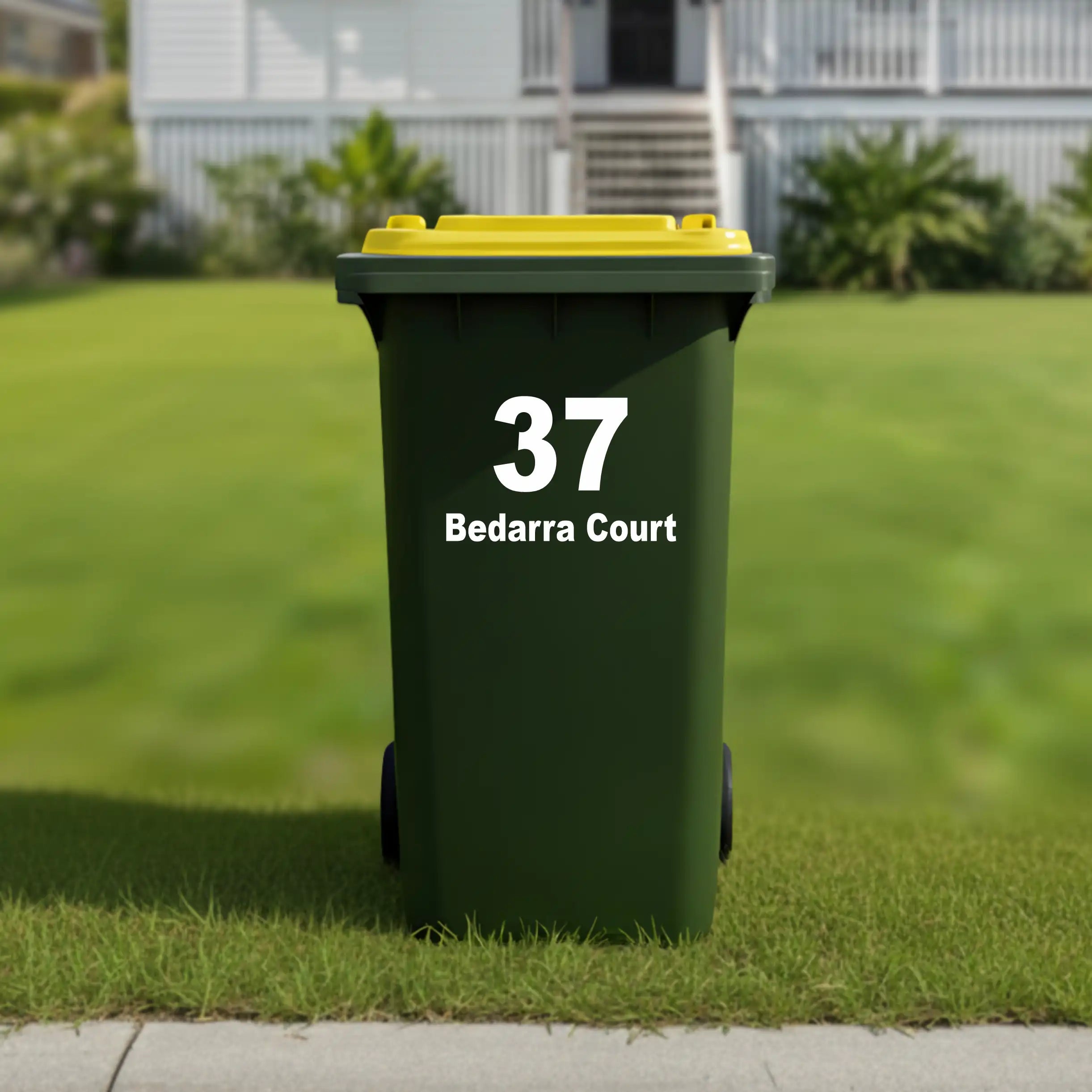Number and address wheelie bin sticker
