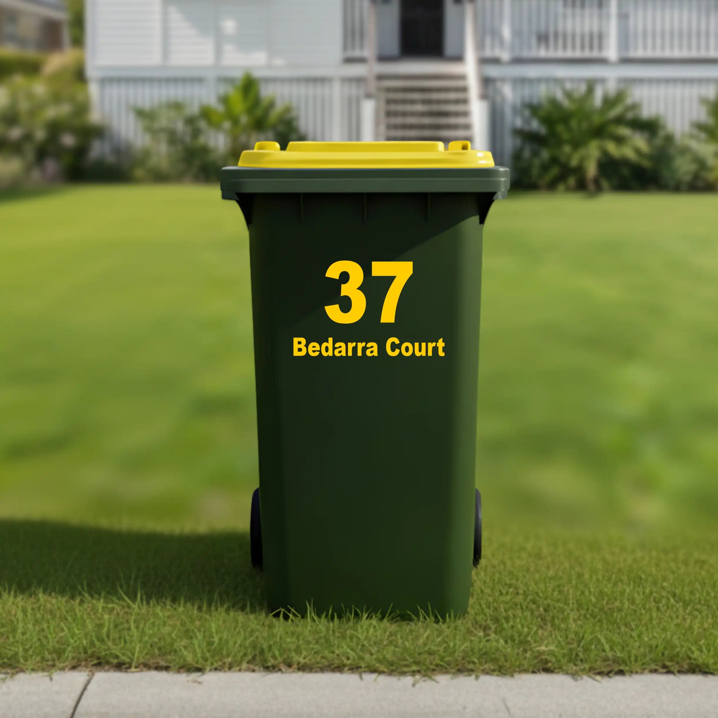 Number and address wheelie bin sticker