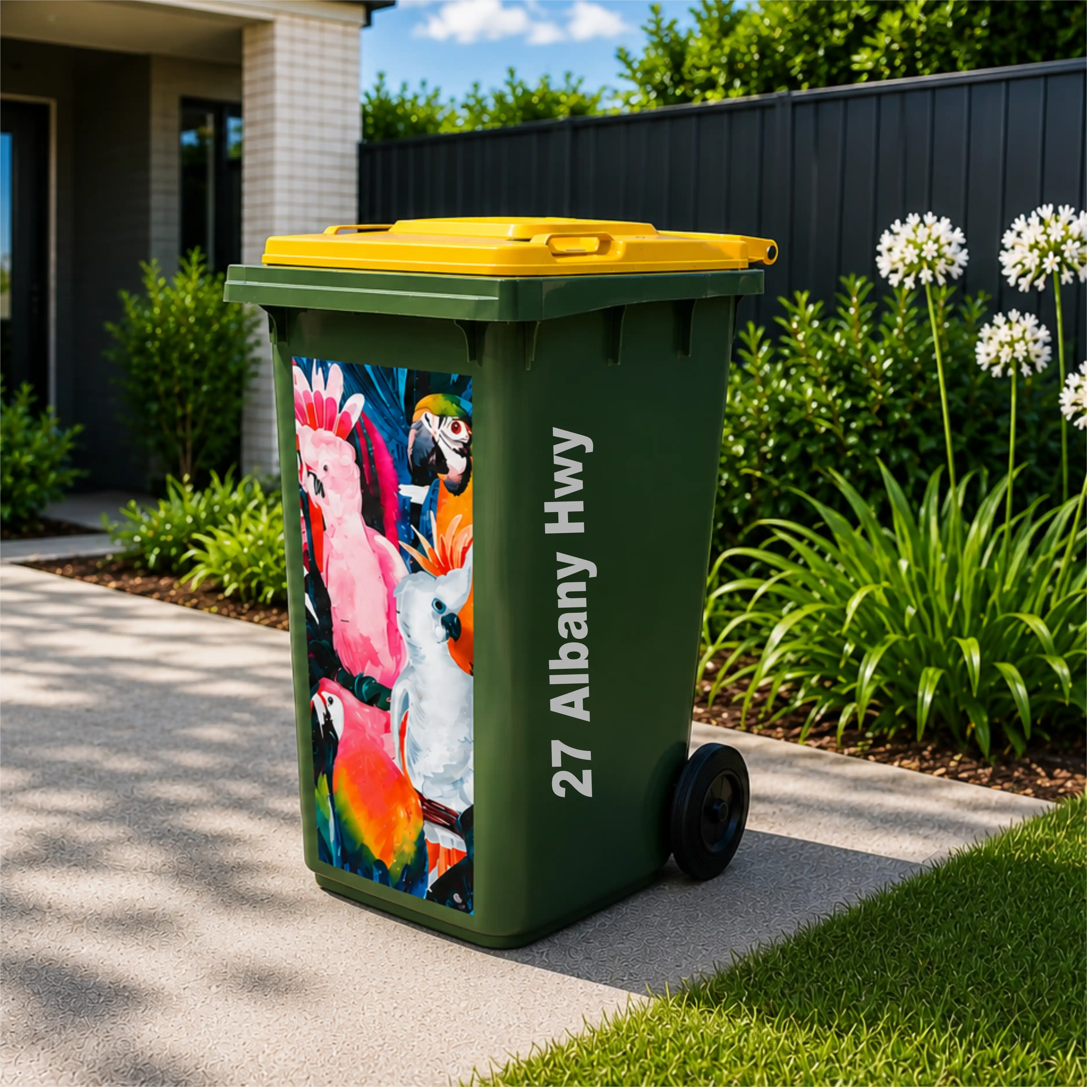 Side view number and address wheelie bin sticker