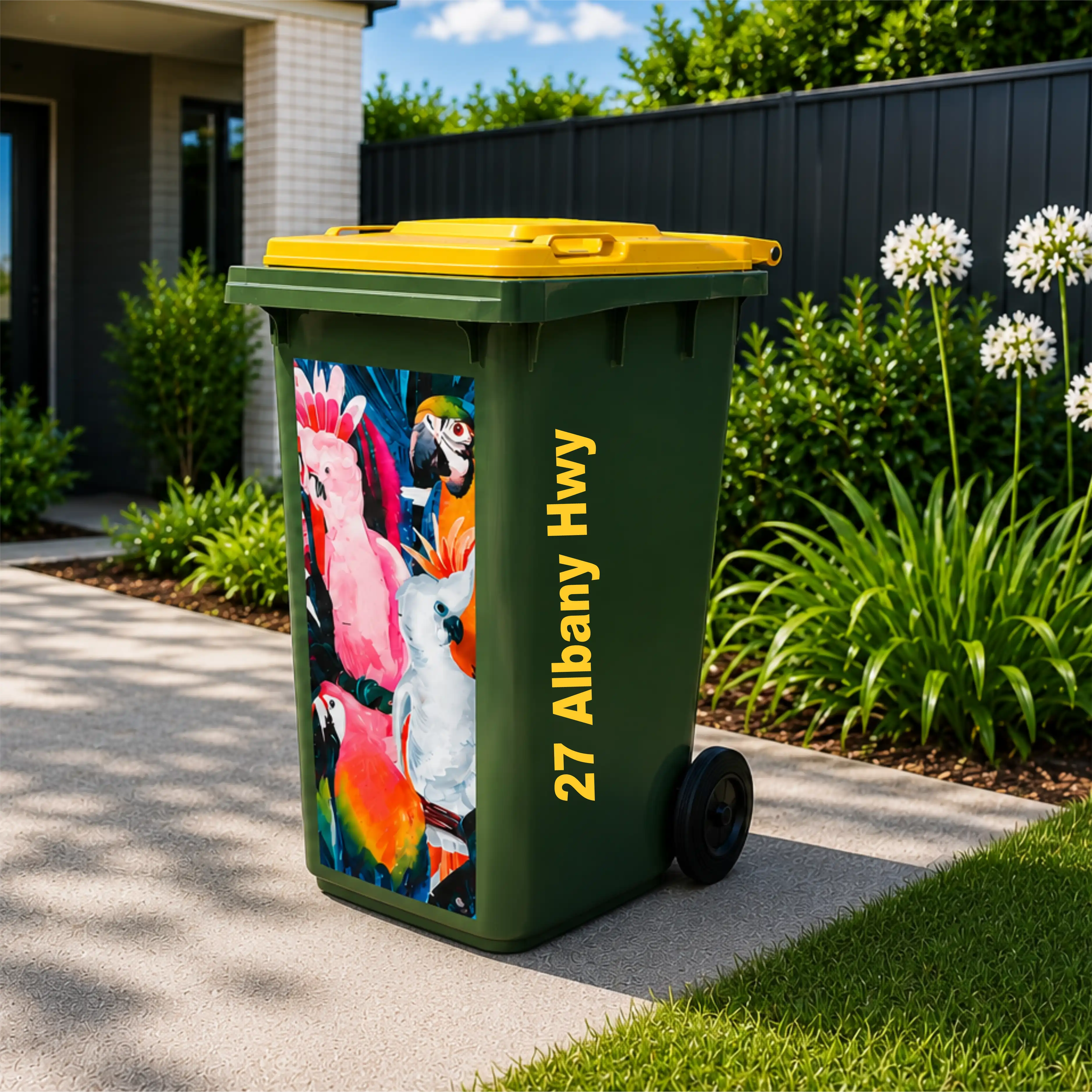 Side view number and address wheelie bin sticker