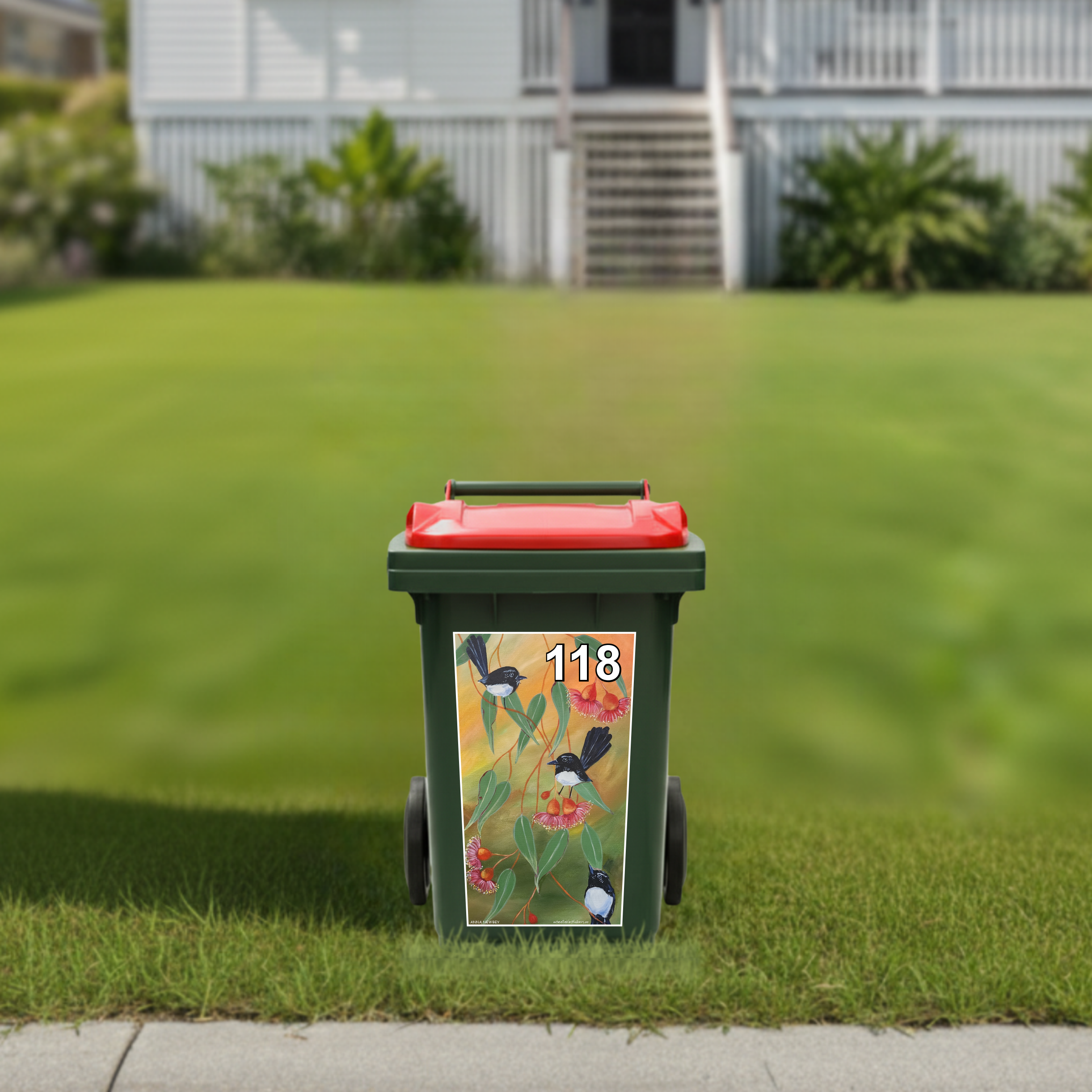 Willy wagtail wheelie bin sticker