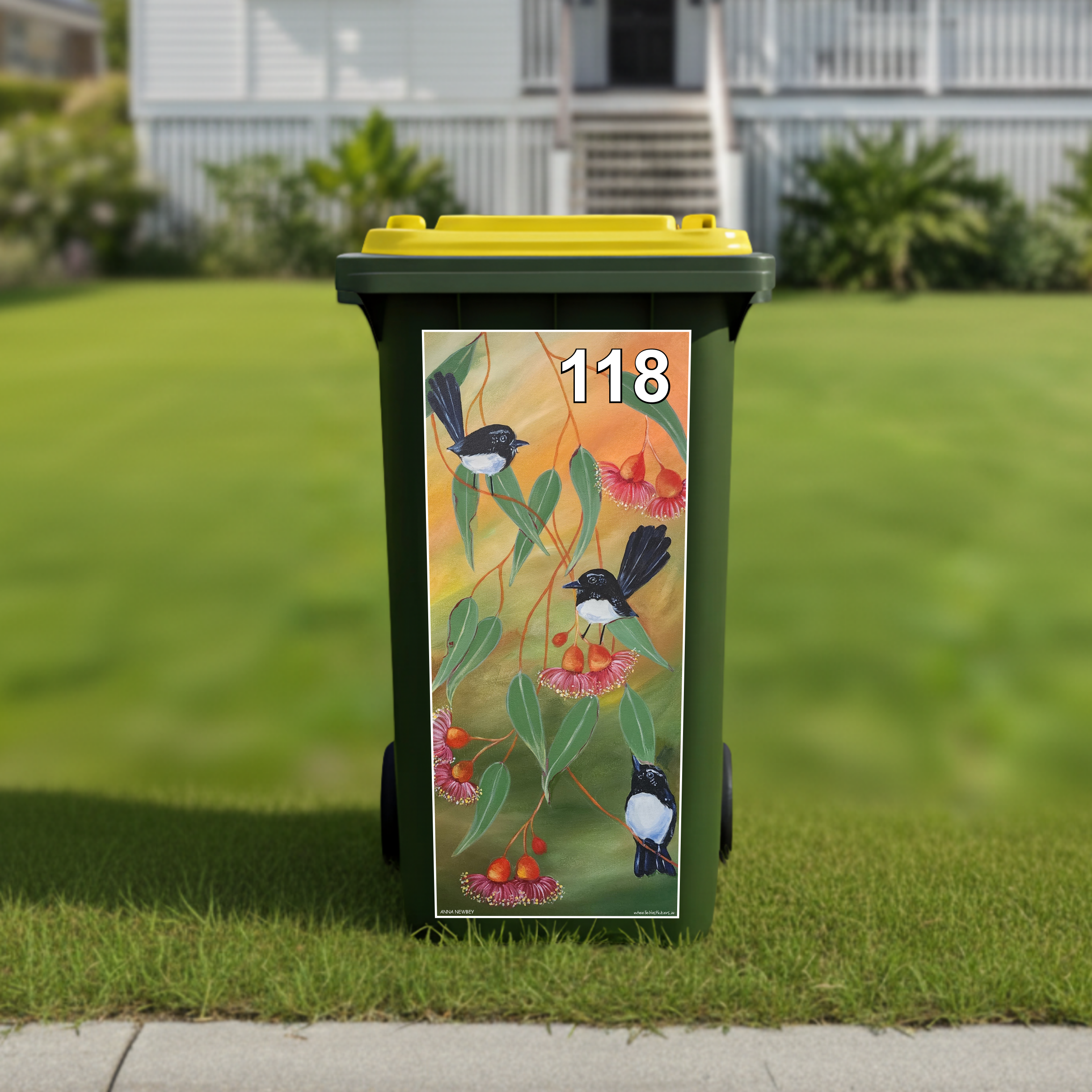 Willy wagtail wheelie bin sticker