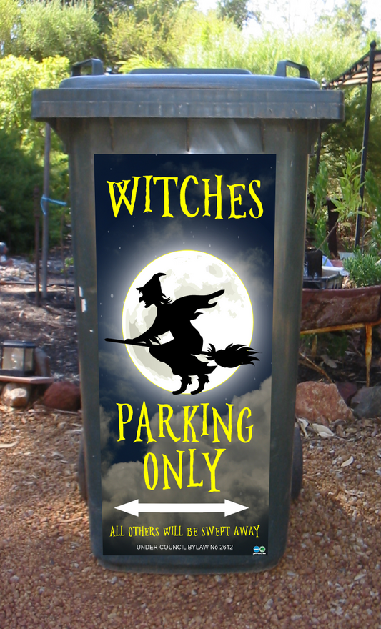 Witches parking only wheelie bin sticker