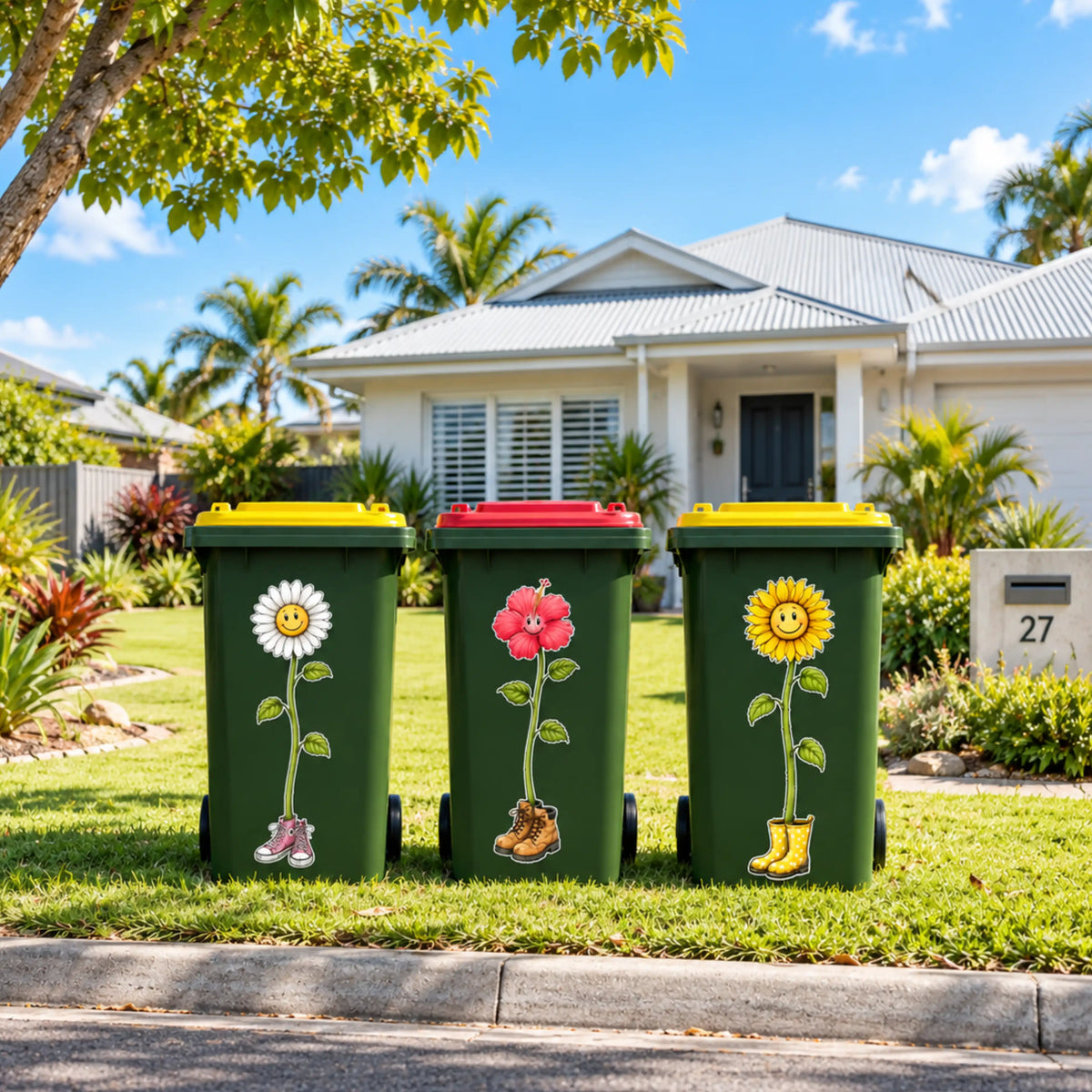 🌻 Cut flowers wheelie bin sticker bundle pack