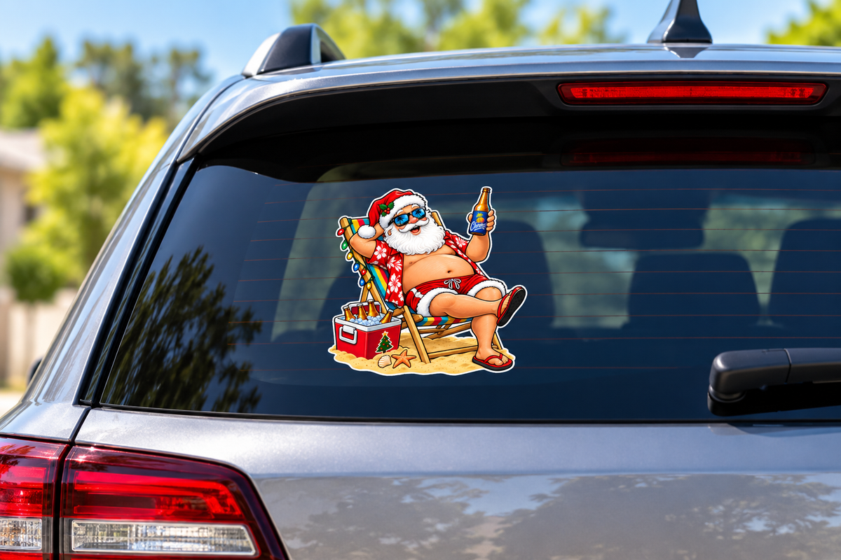 Aussie summer santa sticker