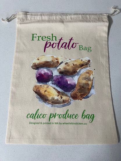 Fruit and vegetable drawstring calico bag