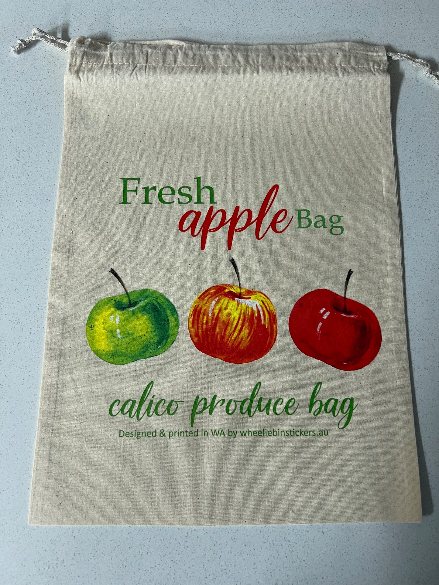 Fruit and vegetable drawstring calico bag