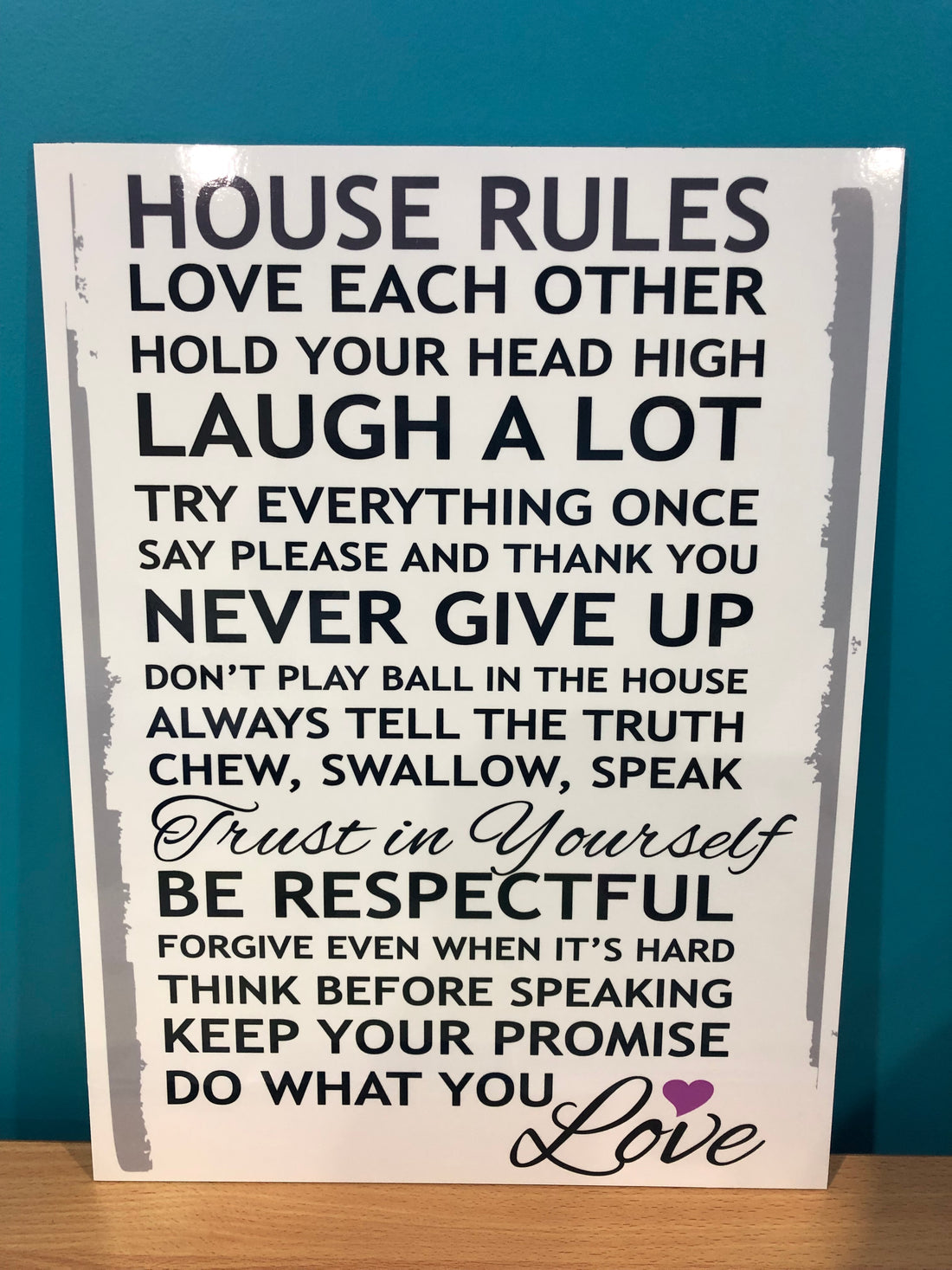 House rules sign