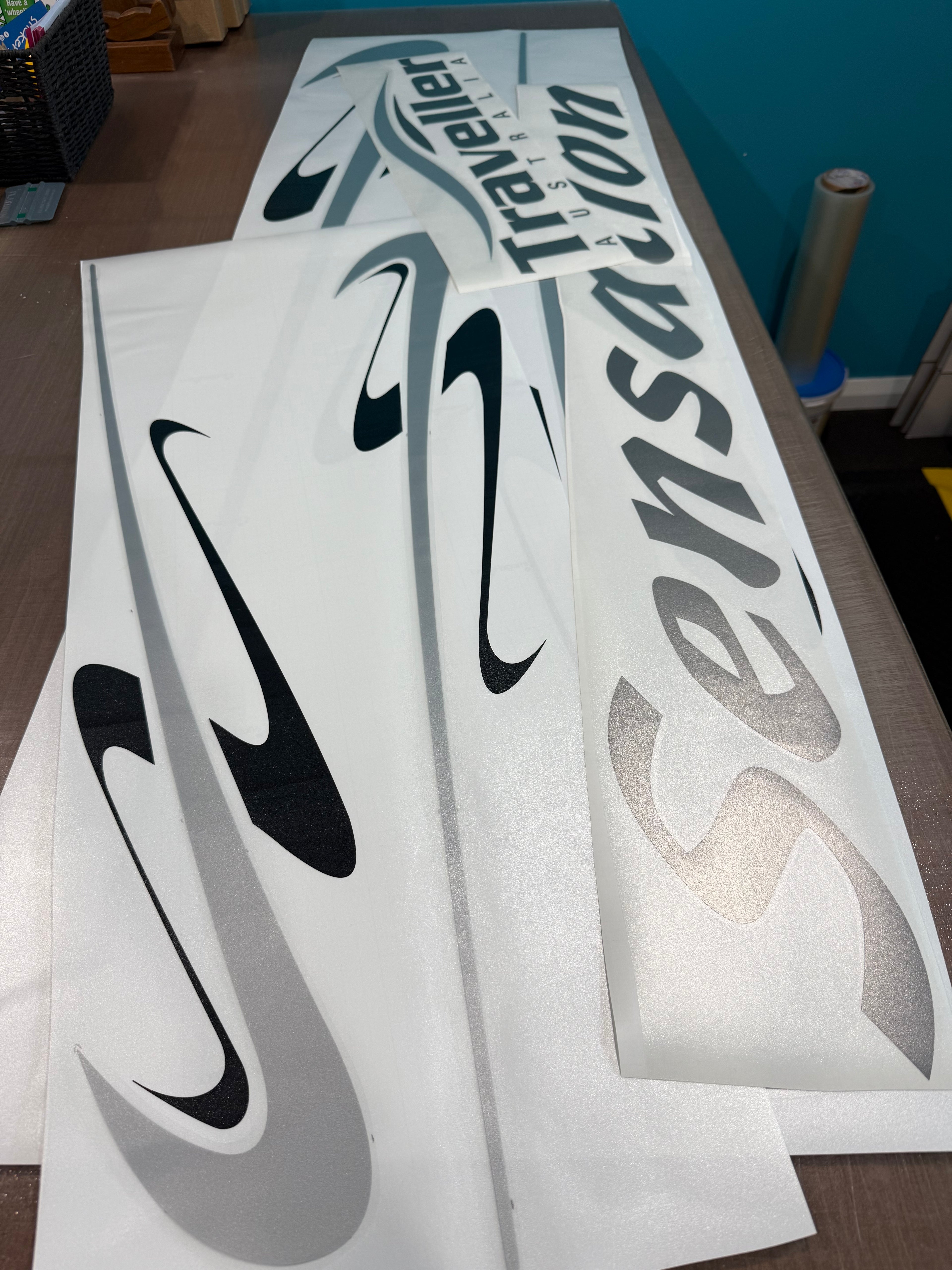 Traveller Sensations caravan side graphics and logo