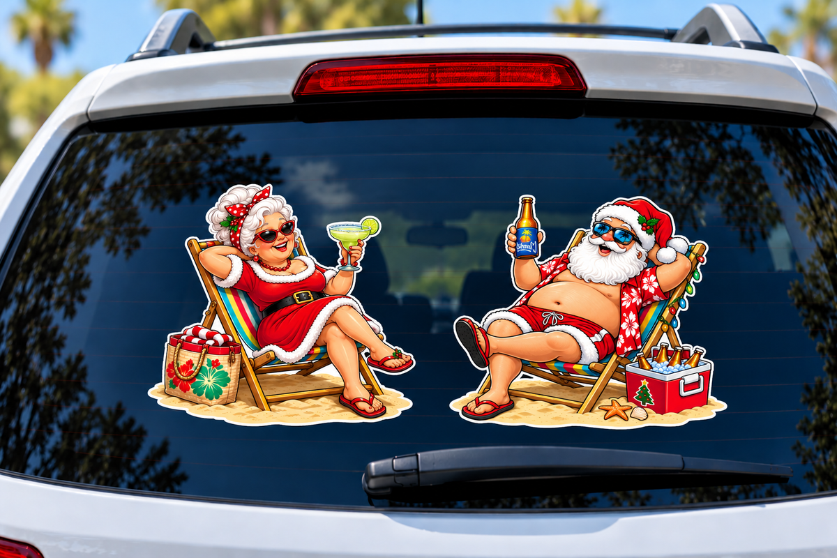 Aussie Mrs Santa with a margarita sticker