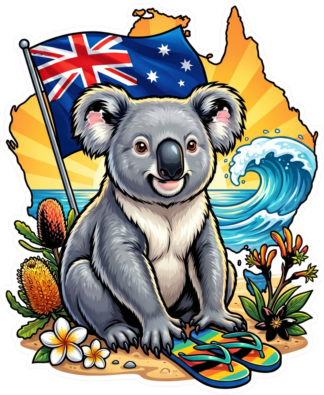 Koala with aussie flag sticker