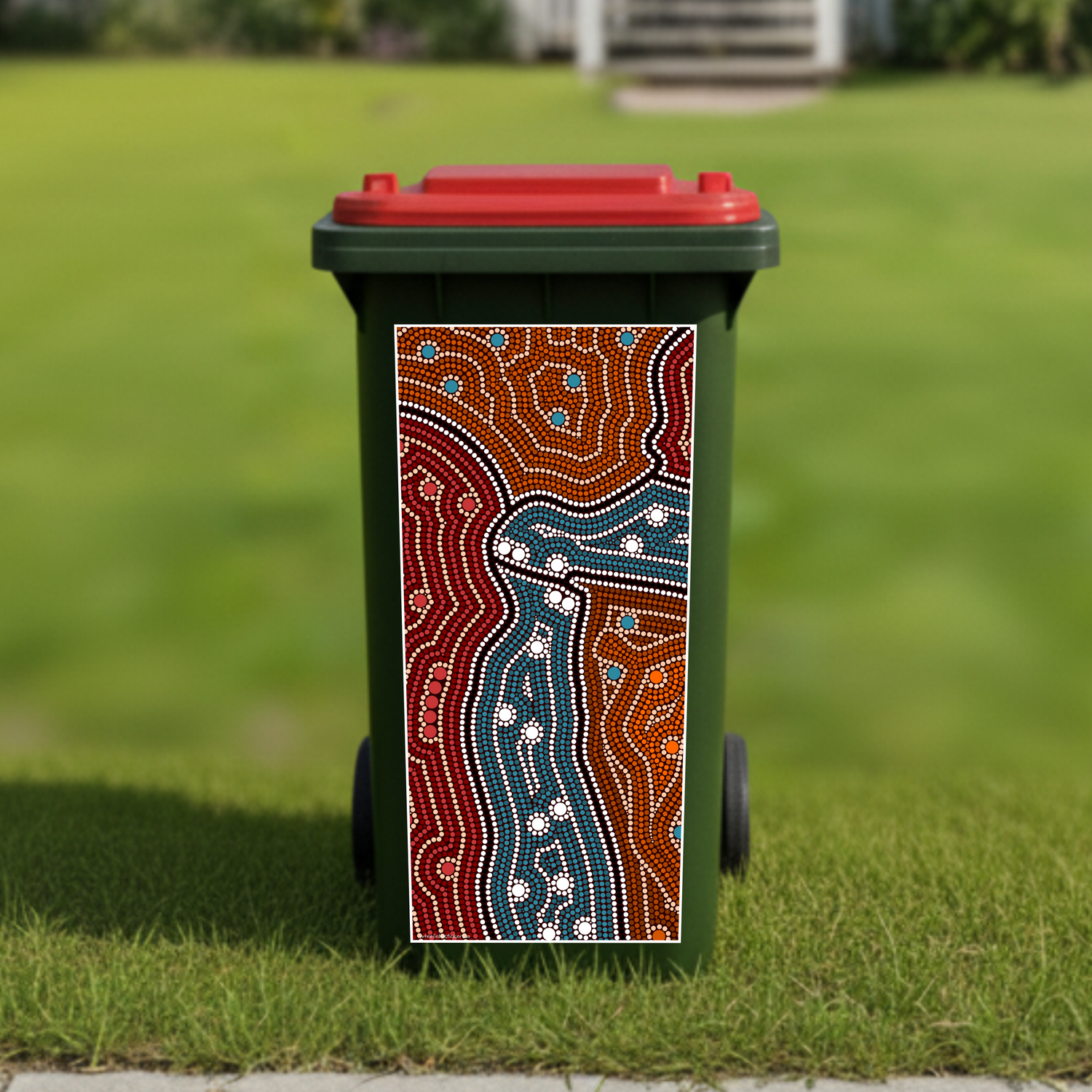 Aboriginal illustration wheelie bin sticker