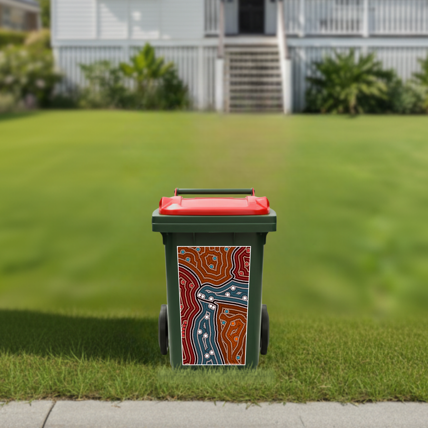 Aboriginal illustration wheelie bin sticker