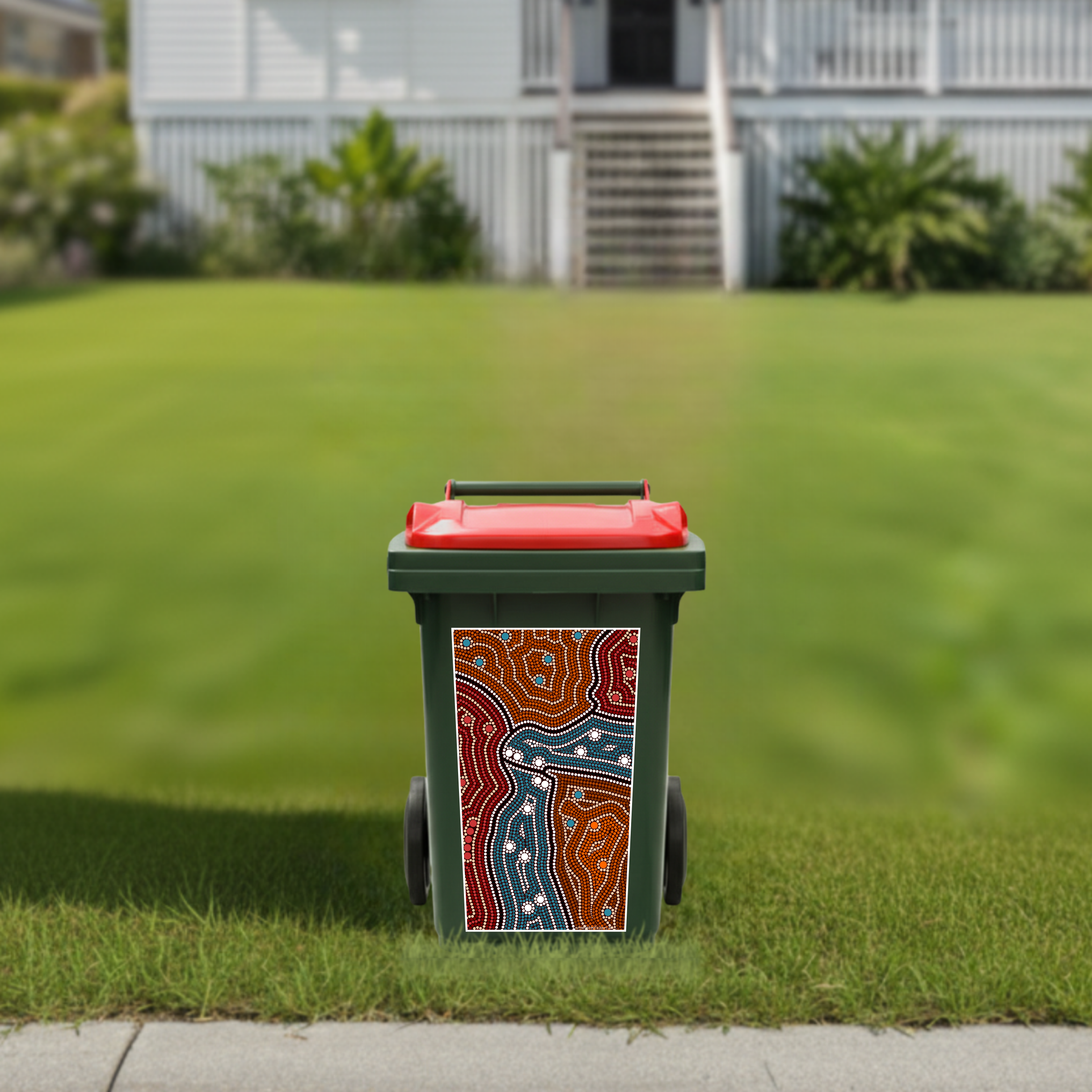 Aboriginal illustration wheelie bin sticker