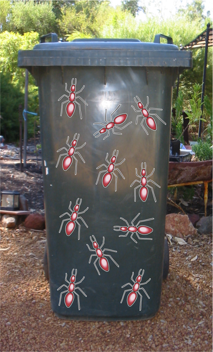 Ant stickers for wheelie bins