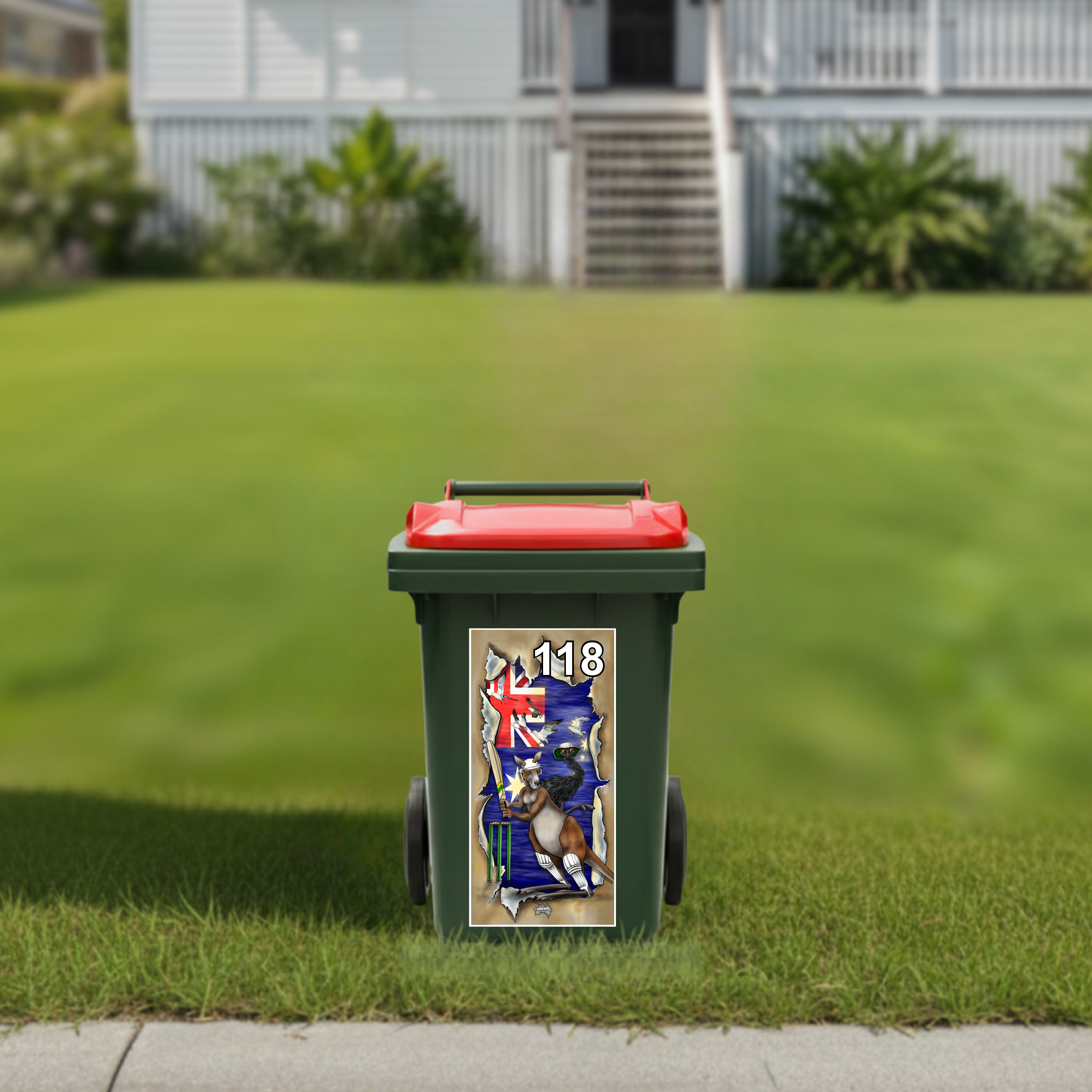Anyone for cricket? wheelie bin sticker