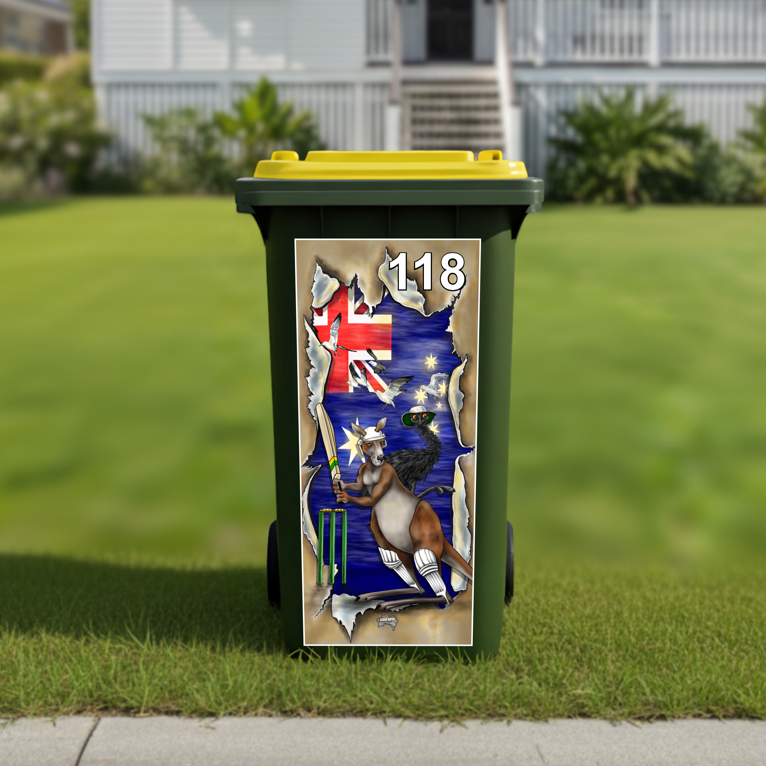 Anyone for cricket? wheelie bin sticker