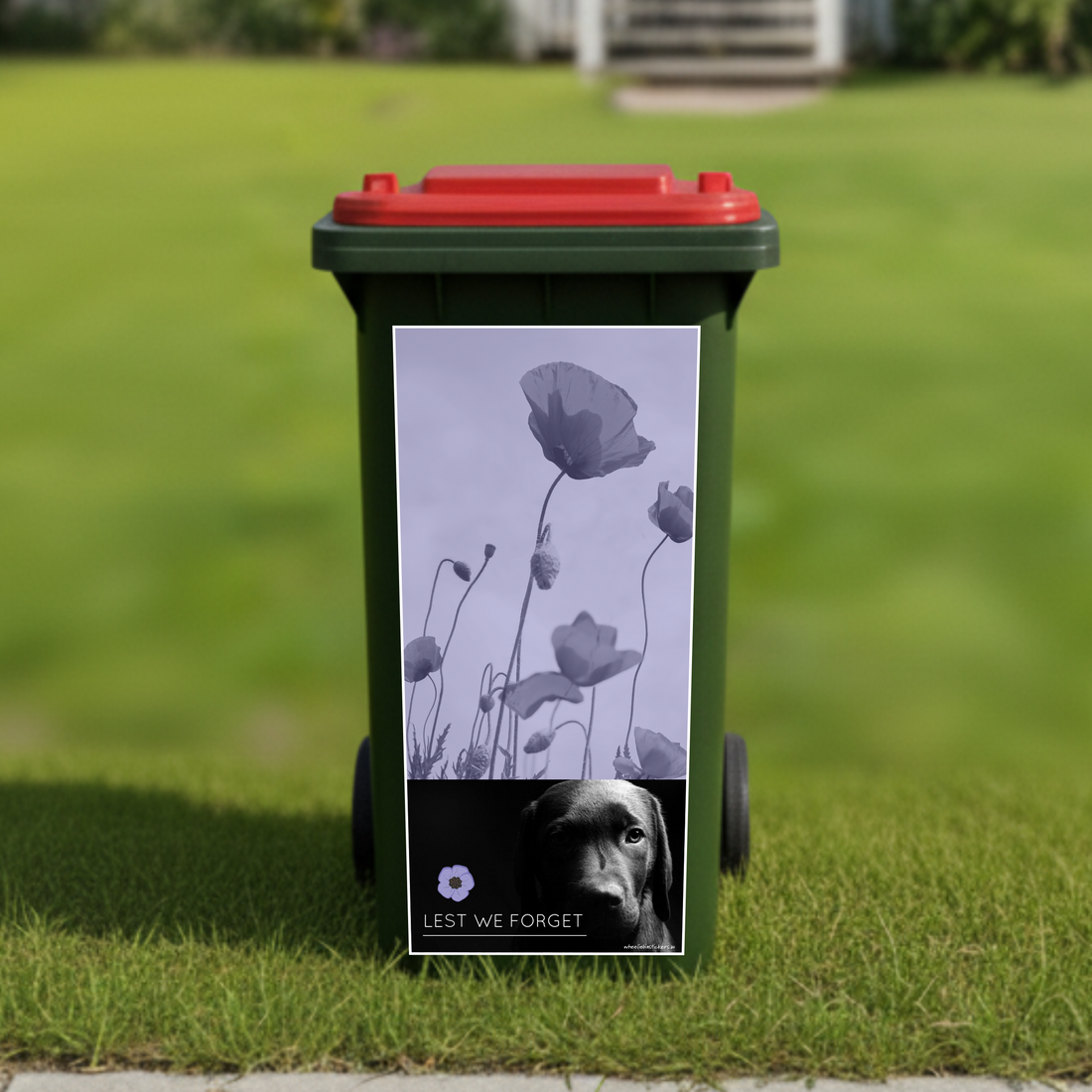 Soldier dog lest we forget wheelie bin sticker
