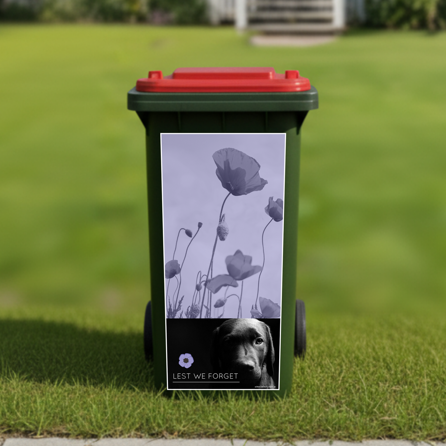 Soldier dog lest we forget wheelie bin sticker
